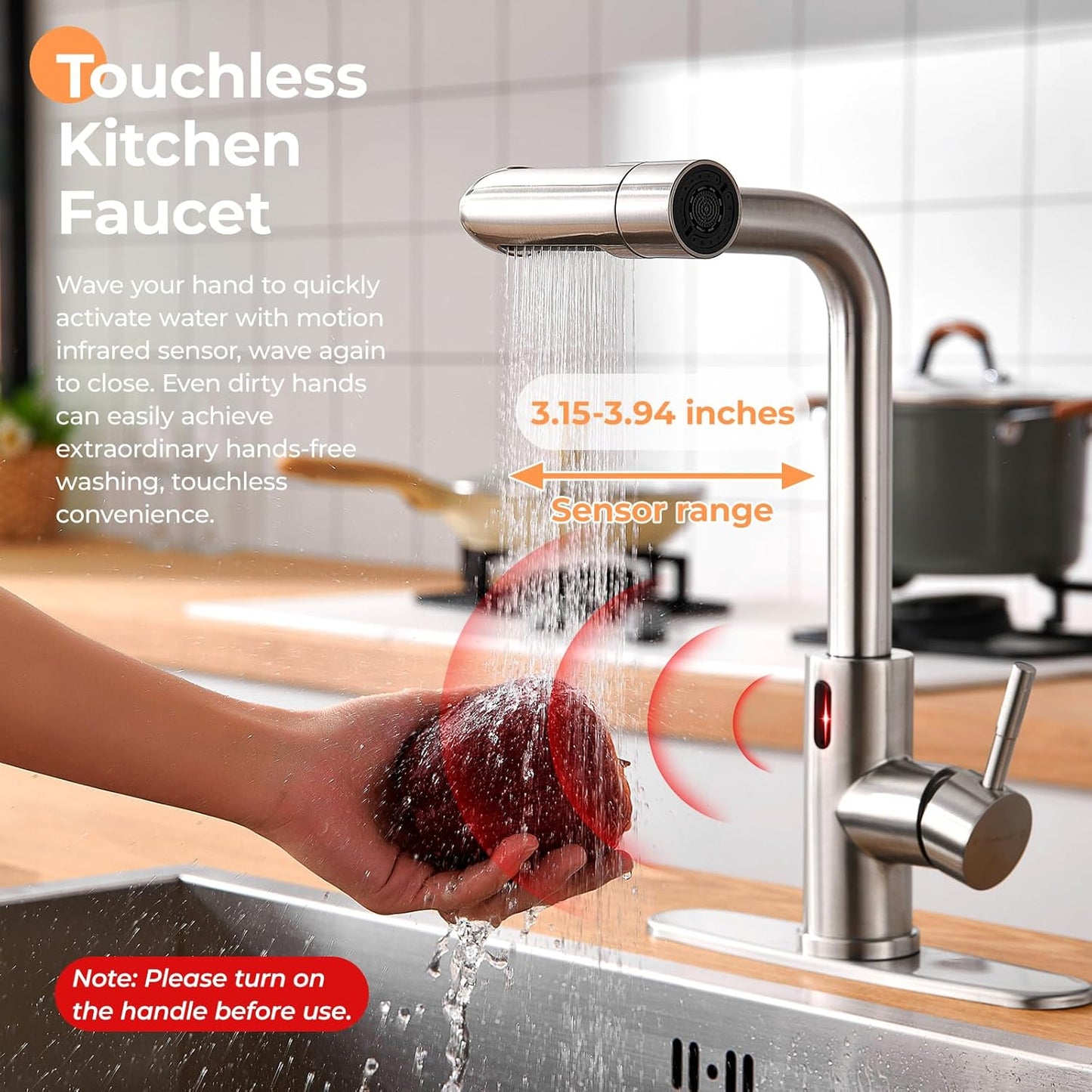 Charmingwater Touchless Kitchen Faucet with 5 Modes Pull Down Sprayer