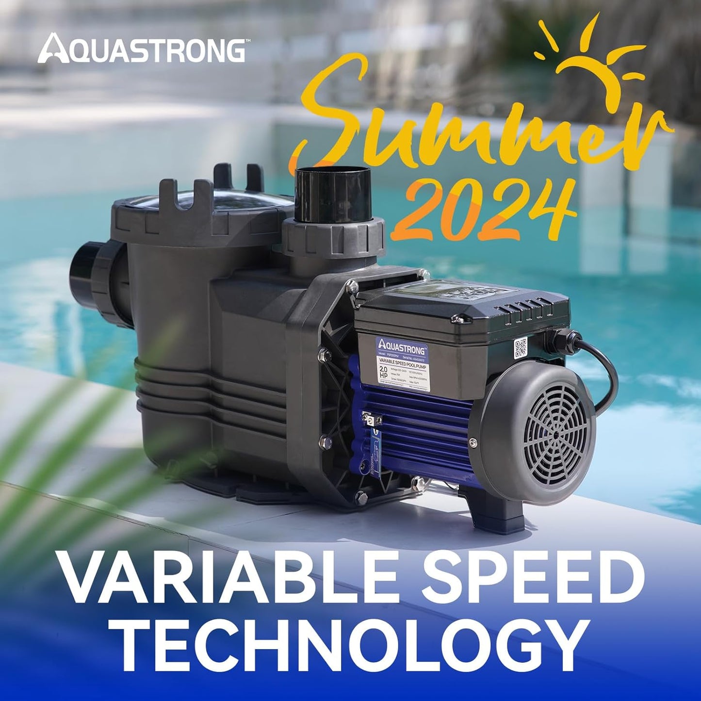 2 HP Variable Speed Pool Pump for In Ground Pool, 220V, Max10566GPH, High Flow, Energy Efficient, Powerful Self Primming Swimming Pool Pumps with