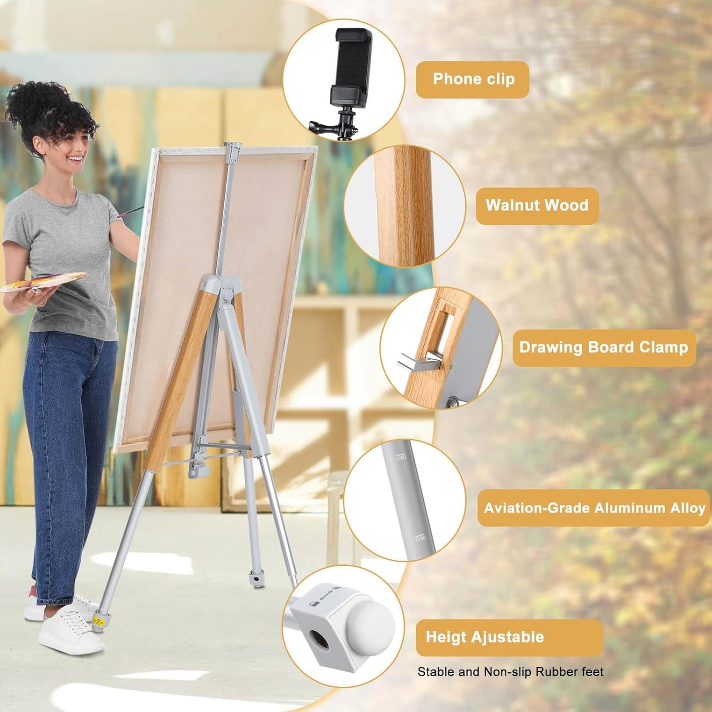 Portable Easel Stand for Sign & Painting 17&#39;&#39;-58&#39;&#39; Adjustable Height Painting Easel with Bag - Tabletop Art Easel for Painting Canvas