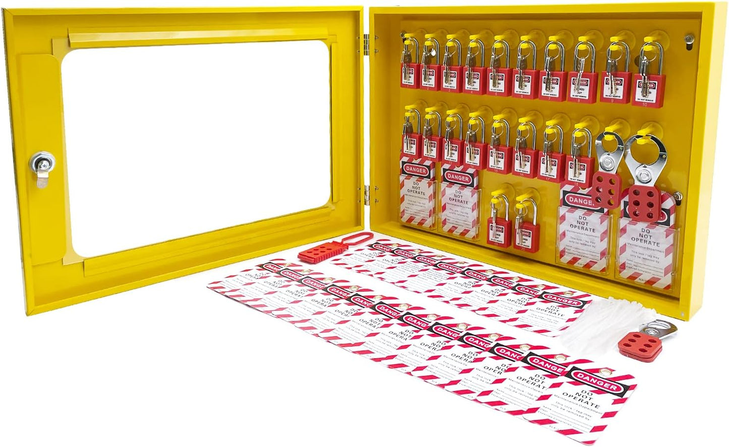 Lockout Tagout Station Metal Kit with Lock Out Tag Out Loto 4 Hasps,40 Tags,20 Locks with Number 1-20 (Big Metal Station)