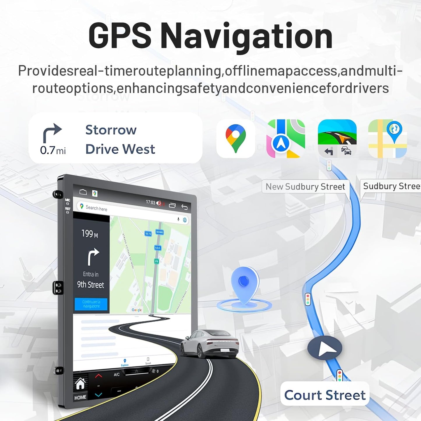 for Ford Focus 2012-2018 Radio Stereo Upgrade Replacement: 9.7 Inch IPS Touch Screen Head Unit, Wireless CarPlay Android Auto, GPS Navigation WiFi Bluetooth 5.0, FM SWC 2G+64G