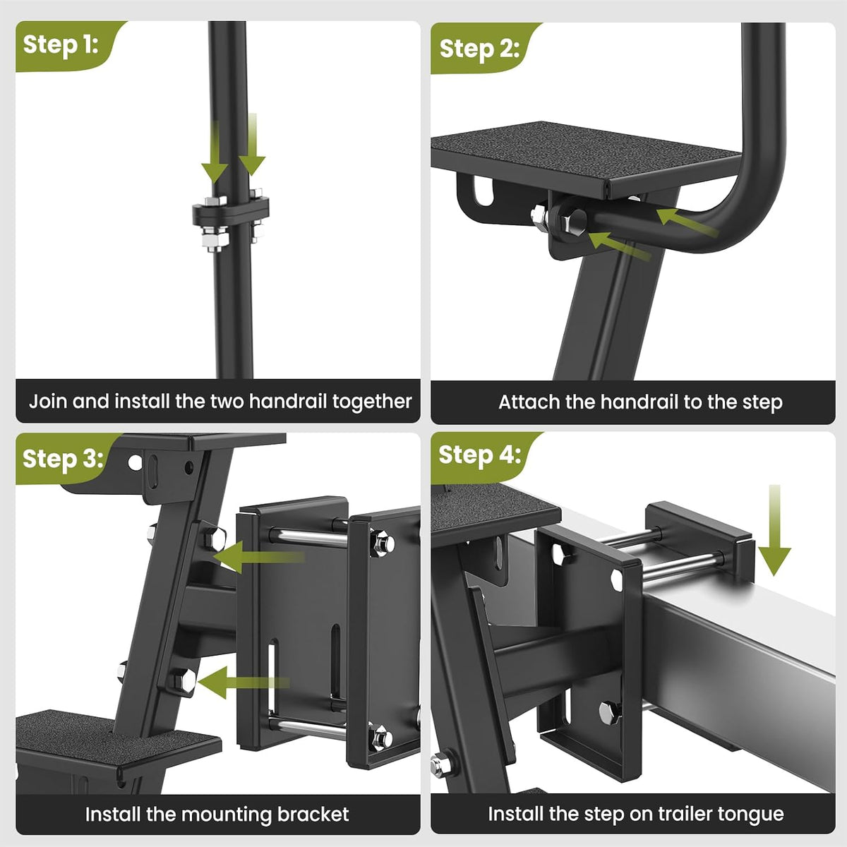 Heavy Duty Boat Trailer Steps, Fits 3"x3", 4"x4" & 3"x5", 880 lb Capacity Side-Mounted Boat Trailer Steps 1