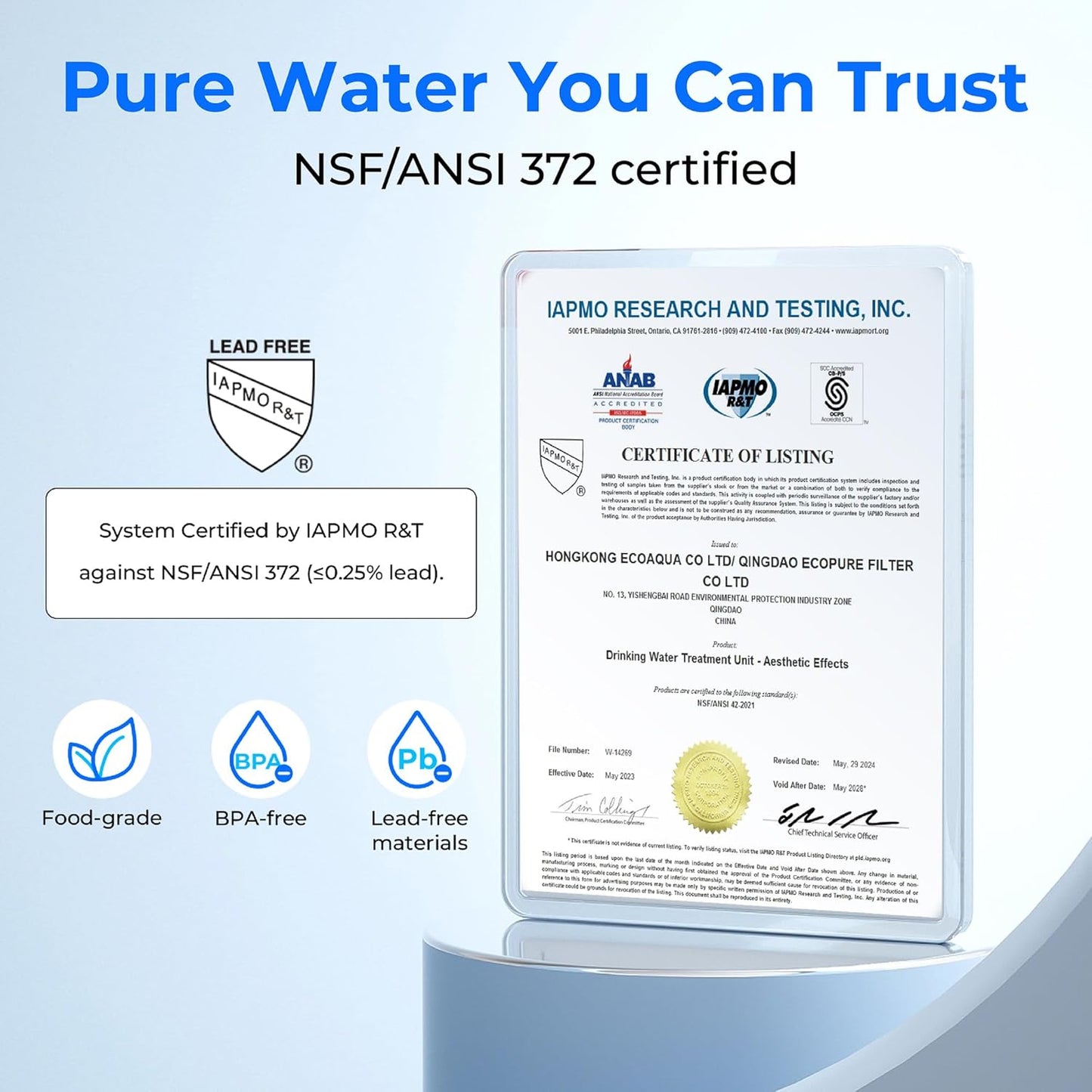 Waterdrop UA-5Y 5 Years Under Sink Water Filter System, Ultra Long Life, Reduces Lead, Chlorine, Bad Taste & Odor, Under