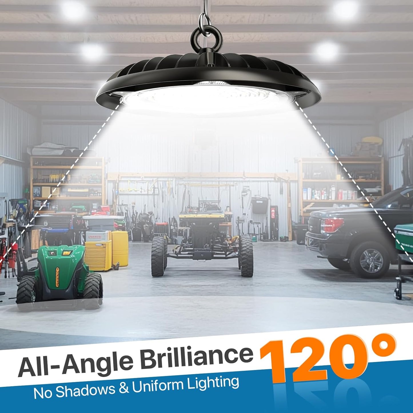 High Bay Lights Commercial: 150W Hi Bay LED Shop Lights for Workshop - Waterproof UFO Light for Damp Places 2-Pack