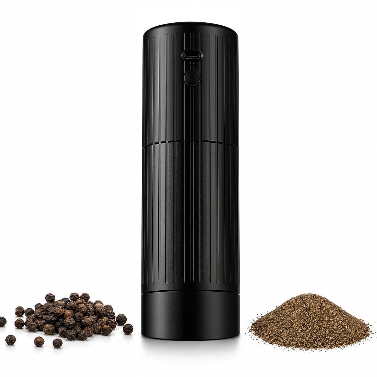 2-in-1 Electric & Manual Pepper Grinder, Professional Grade Heavy-Duty | Pepper Grinder Mill, Aluminum, High Output, Adjustable Coarseness, Refillable, Magnetic Bottom Cover, Stainless Steel Blade