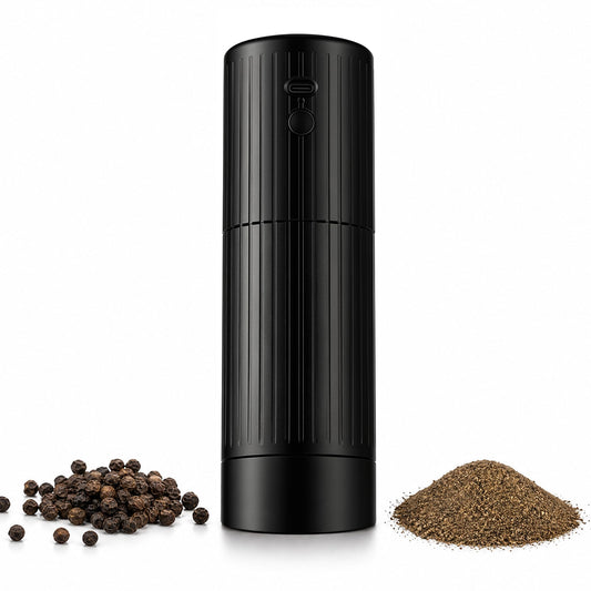2-in-1 Electric & Manual Pepper Grinder, Professional Grade Heavy-Duty | Pepper Grinder Mill, Aluminum, High Output, Adjustable Coarseness, Refillable, Magnetic Bottom Cover, Stainless Steel Blade
