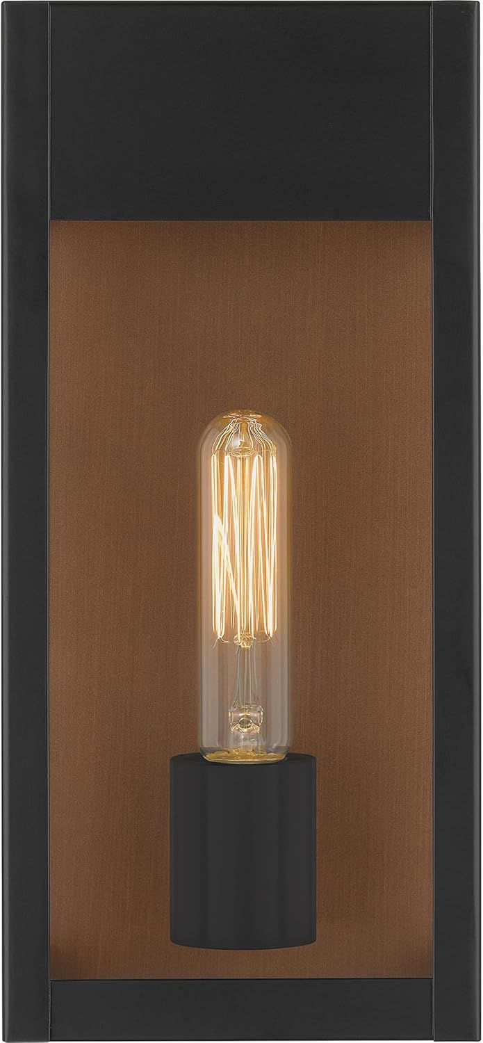 Maren Outdoor Wall Lantern, 13 Inch 1-Light Coastal Armour Matte Black Wall Sconce, Industrial Light Fixture, 100W Base Bulb, Outside Lights for Patio, Porch, Front Door or Backyard 13" Height