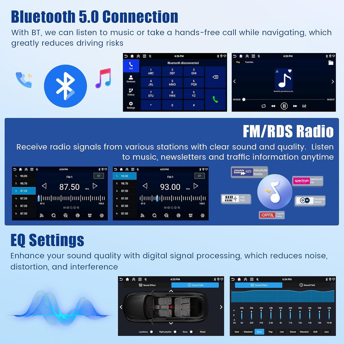 5Ghz WiFi [4G+64G] Android 15 Car Radio for Kia Sportage 2010-2016 Car Stereo with Wireless Carplay/Android Auto, 9 Inch HD Touch Screen with GPS Bluetooth FM/RDS EQ SWC Backup Camera MIC