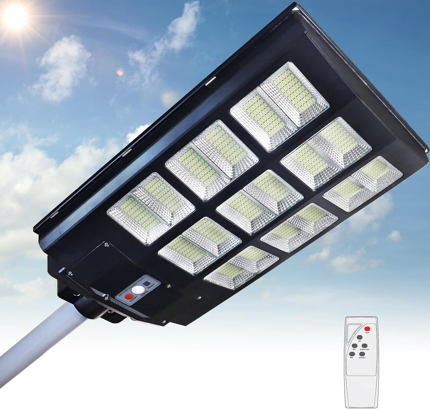 Galental 1000W Solar Street Light Outdoor with Remote Control, 6500K Dusk to Dawn Solar Parking Lot Light, IP65 Waterproof Solar Security Flood Light