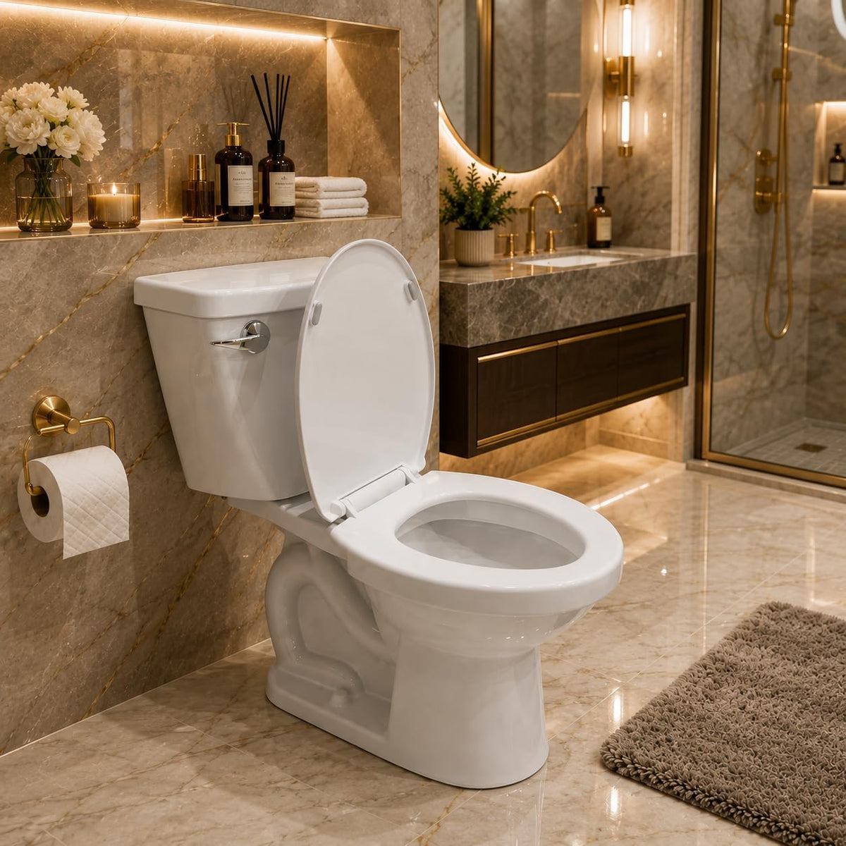 Safe Buns Patented Dual Lock Rims Elongated/Oval Toilet Seat
