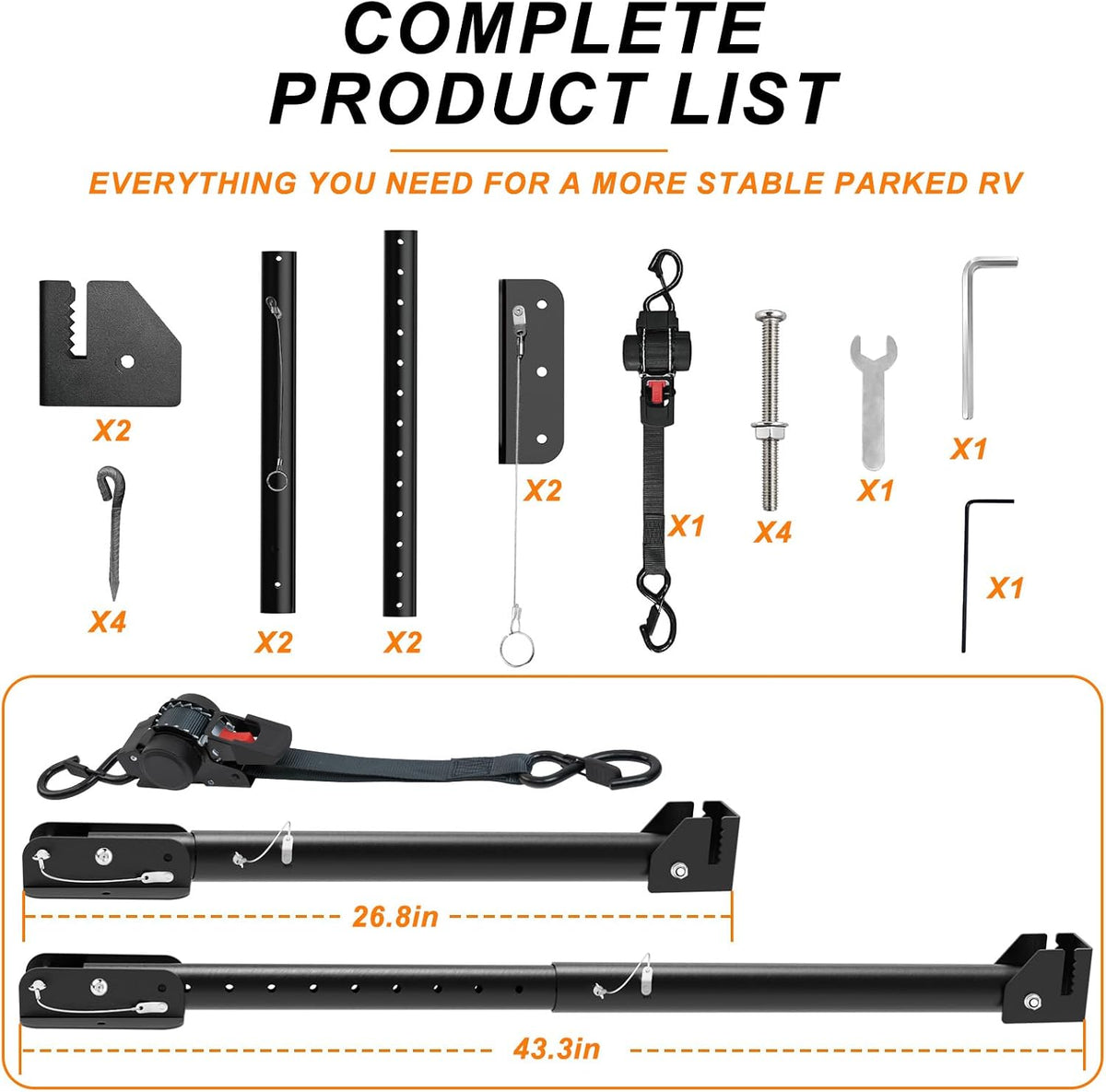 RV I-Beam Stabilizer, Adjustable 24"-40" Anti-Sway Jack