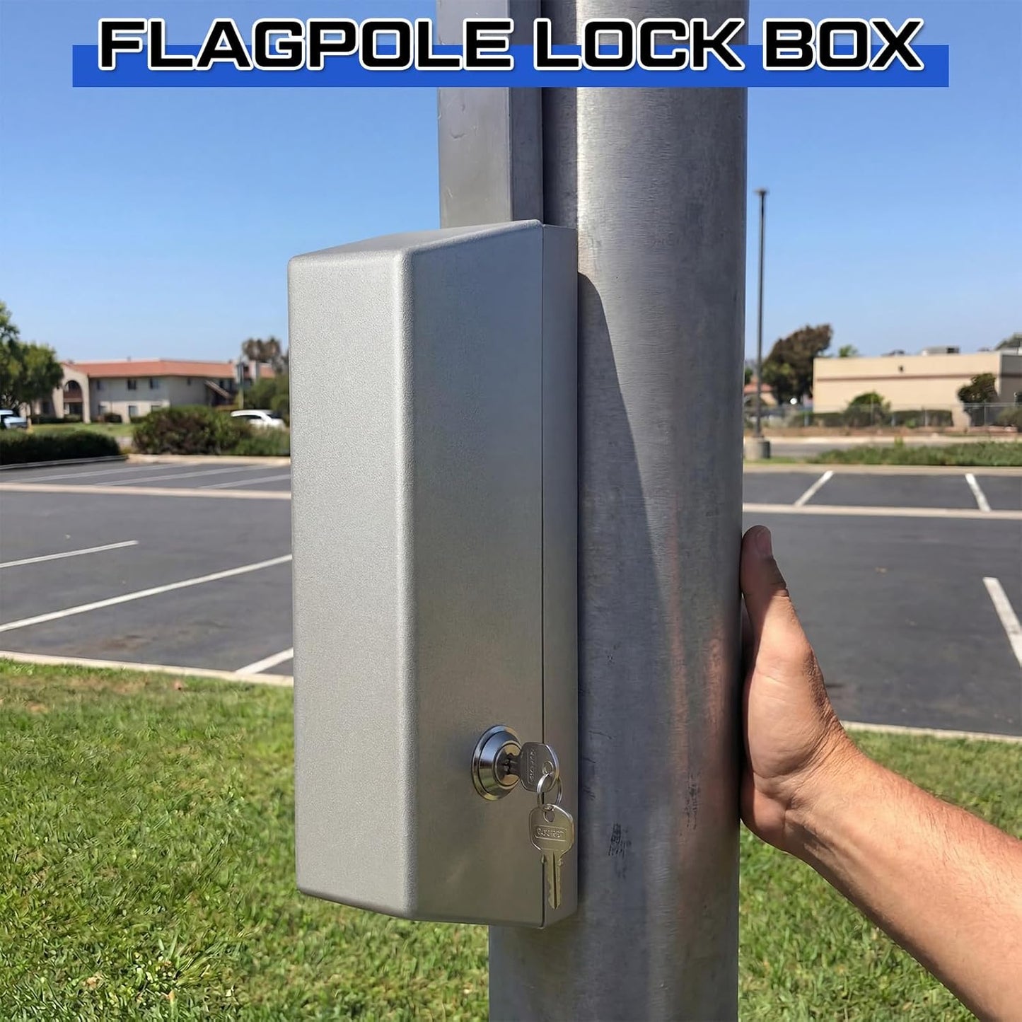 Flagpole Lock Box Anti-Theft Cleat Cover Flagpole Hardware for External Halyard Heavy Duty Cast Aluminum with Lock Prevents Flag Theft and Vandalism Fits 9 Inch Cleats with Install Kit