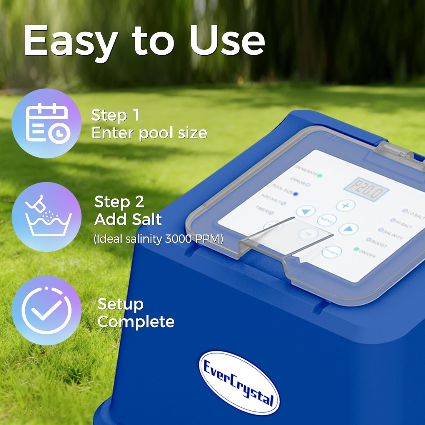 Salt Water Pool Chlorinator System —— Up to 20,000 Gallons, Smart Salt Chlorine Generator with LCD Display, GFCI Plug & Precision Calibration, Pool Salt System for Above Ground Pools with GFCI Plug