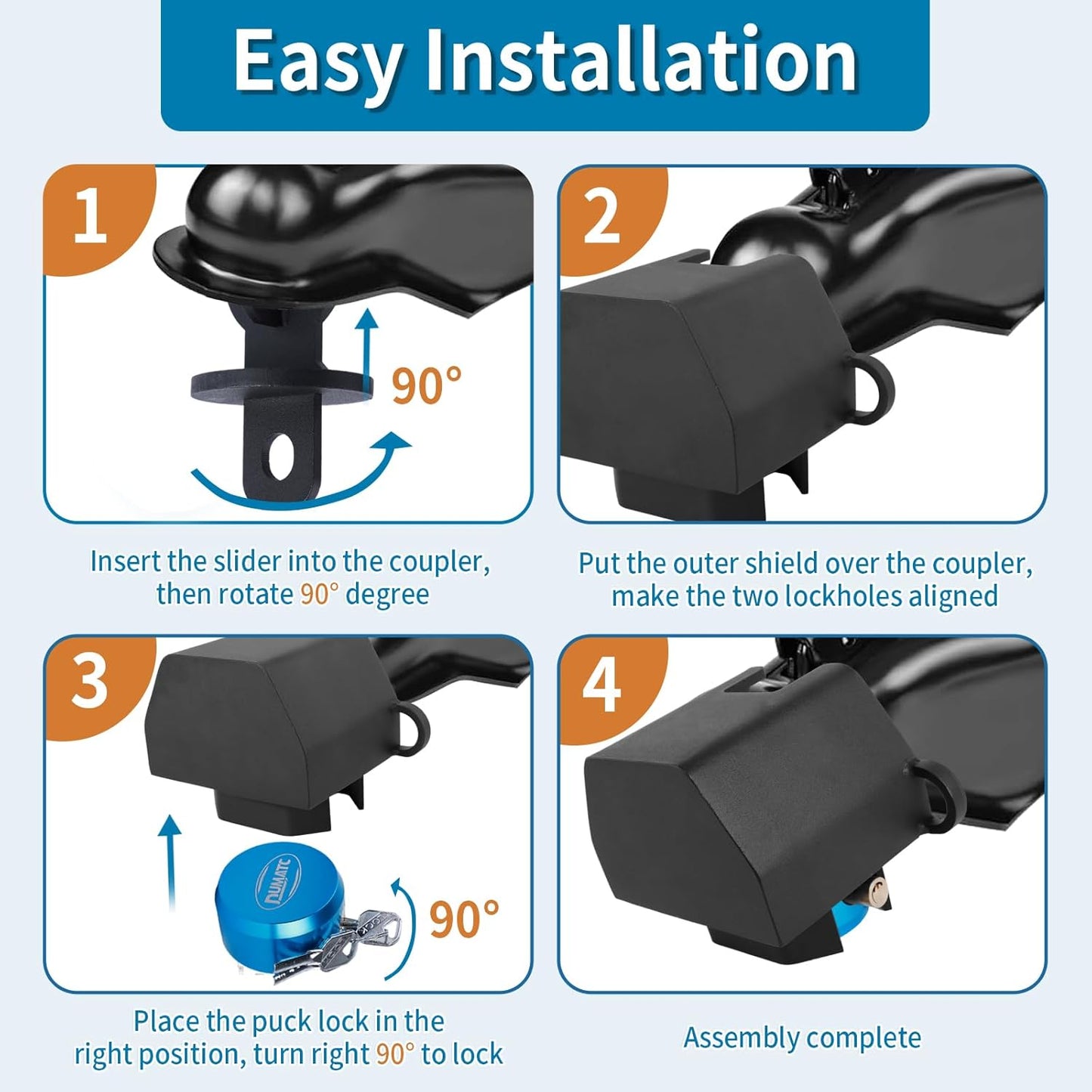 Trailer Tongue Hitch Lock for 2 & 2-5/16 Couplers