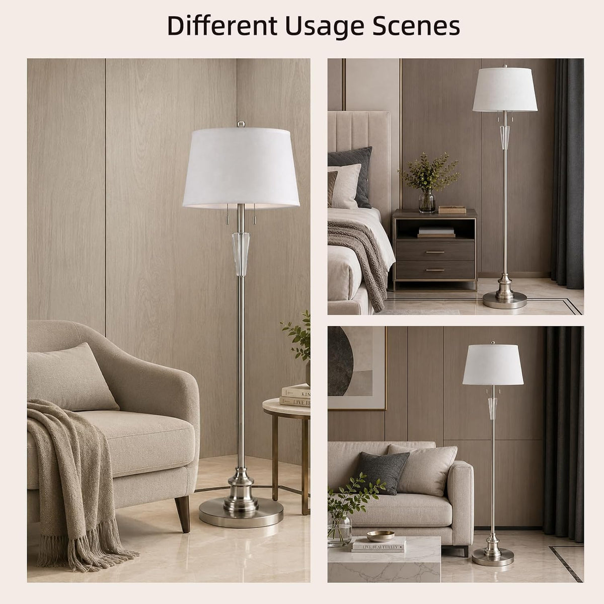 58’’ Dimmable Living Room Floor Lamp with Remote Control(Bulbs Included)