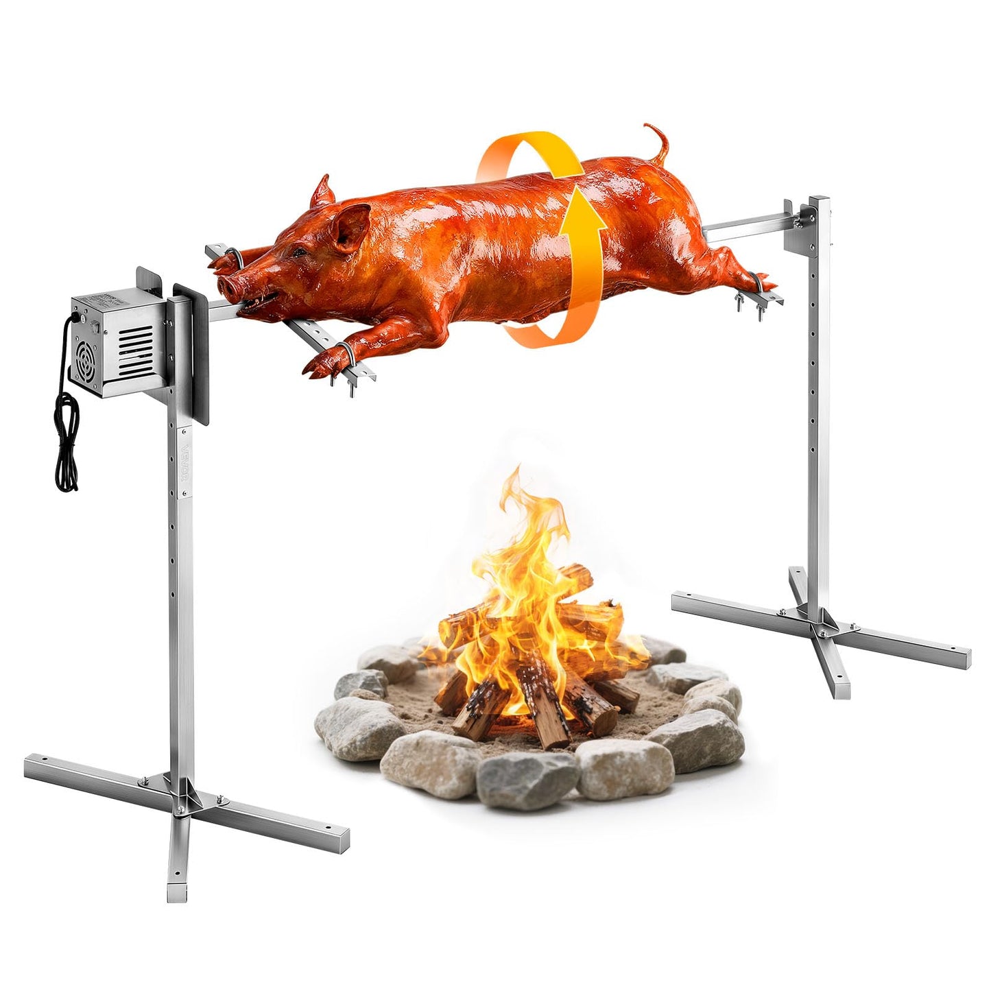VEVOR Rotisserie Grill, N52" Electric Rotisserie Grill Kit | Stainless Steel BBQ Outdoor Pig Lamb Roaster, Automatic Rotation Grilling Kits Height Adjustable, Camping Backyard Party
