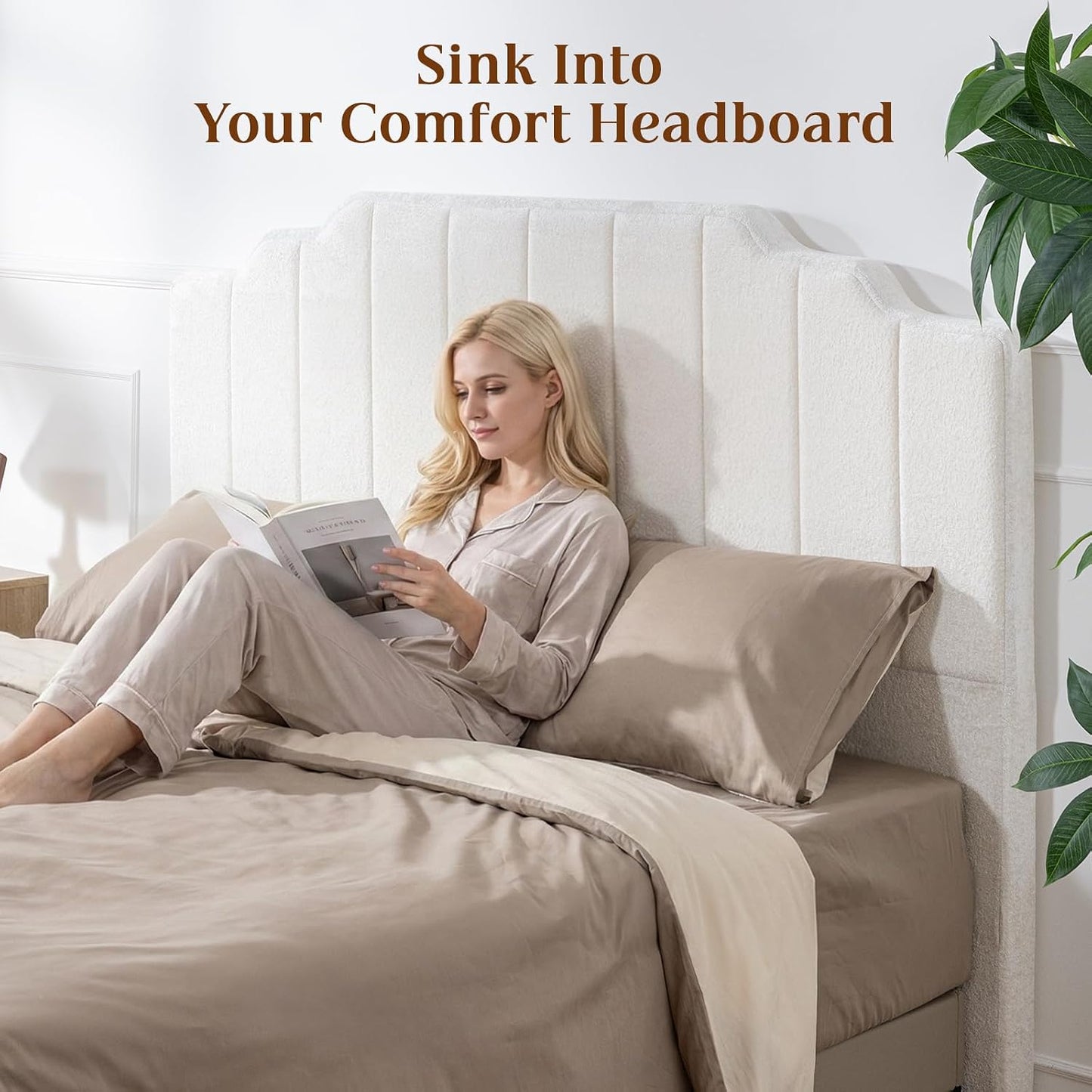 Twin Headboard Only - Beige Velvet Upholstered Headboard for College Dorm, No Assembly Required, Pure Sponge Design, Comfort Head Board, Place Between Bed & Wall,45" H Beige Twin (45"H)