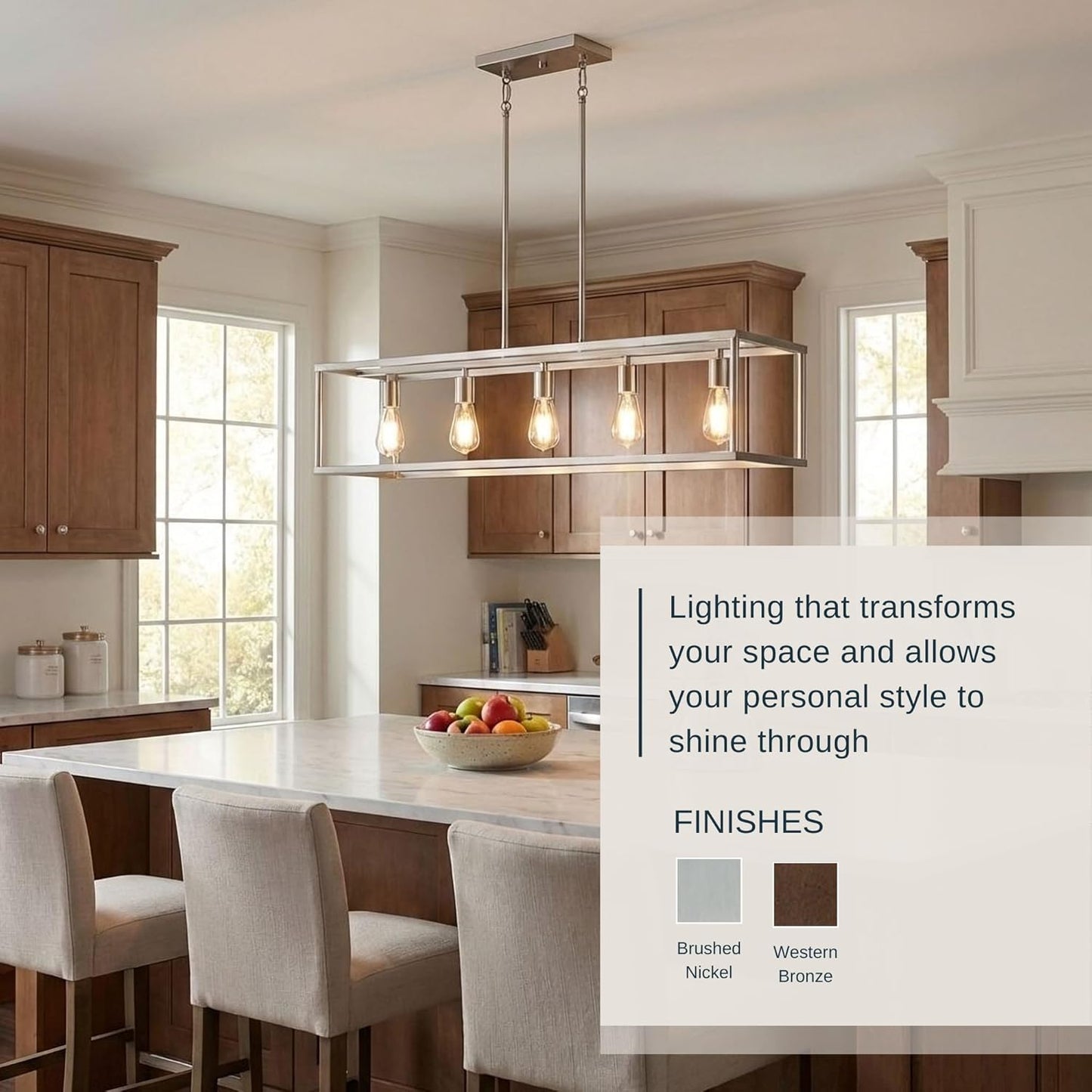 New Harbor Ceiling Fan with Light, 5-Light Western Bronze Open Cage Flush Mount Fandelier, Remote Included, Dimmable LED Bulbs