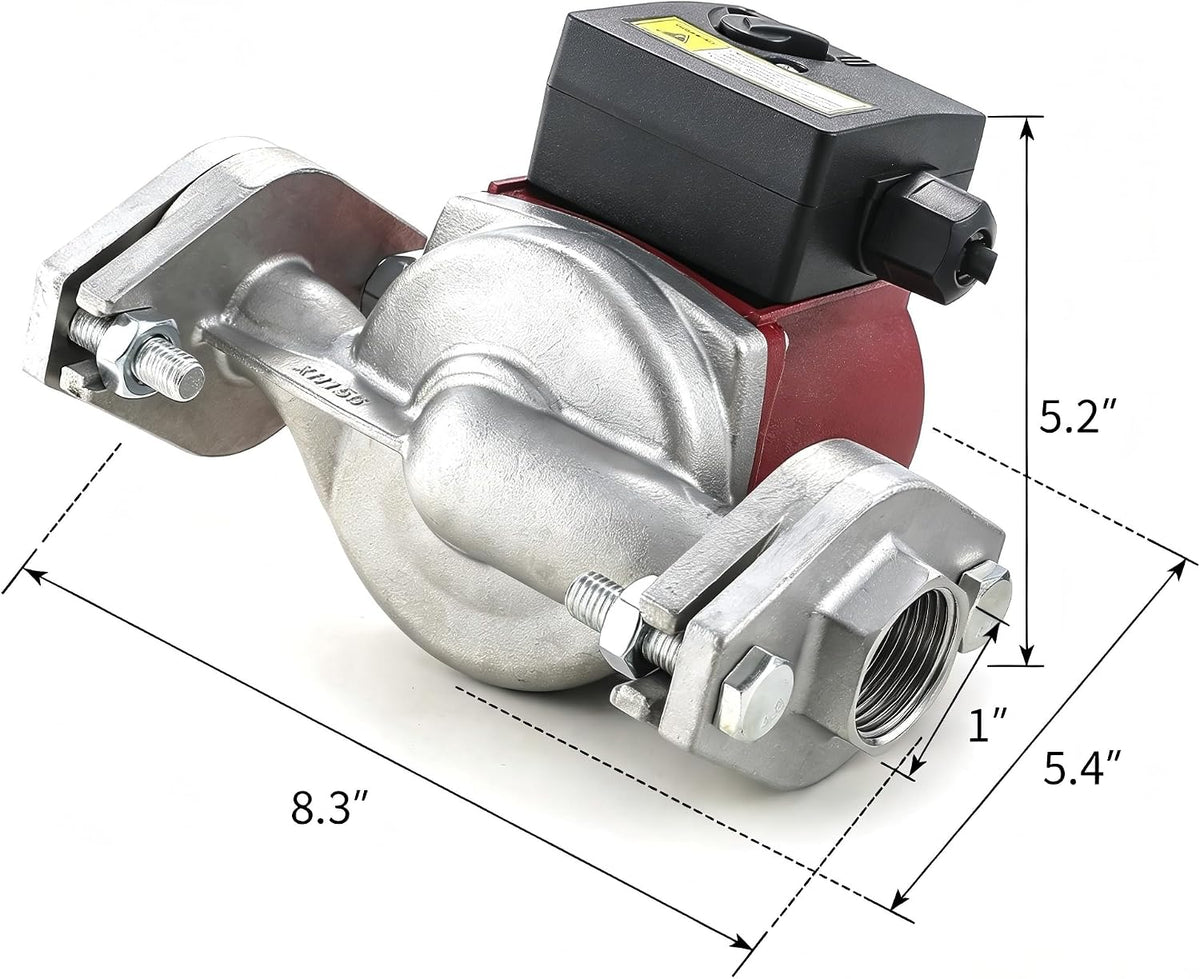 1" Stainless Steel Flange Connection 115V Hot Water Pressure Booster Pump,93W, 3-Speed Switchable Circulation/Circulator Pump Recirculating Pump, for Solar Water Heater/Floor heating/Boiler,Red