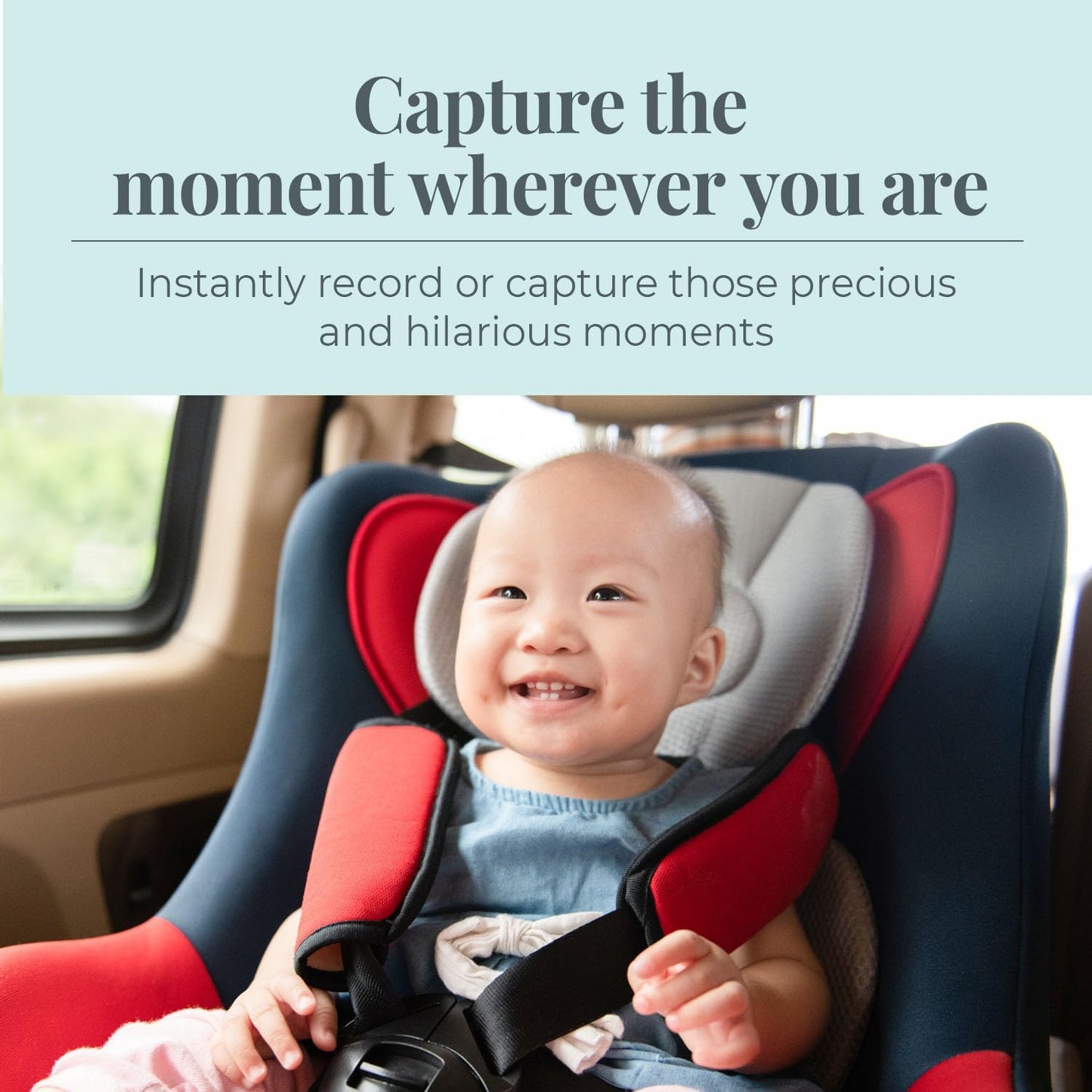 Tiny Traveler | Portable Video Baby Monitoring System with Travel Kit, View Kid in Rear Facing Seat, Night Vision HD 720p 5' Touchscreen, Battery