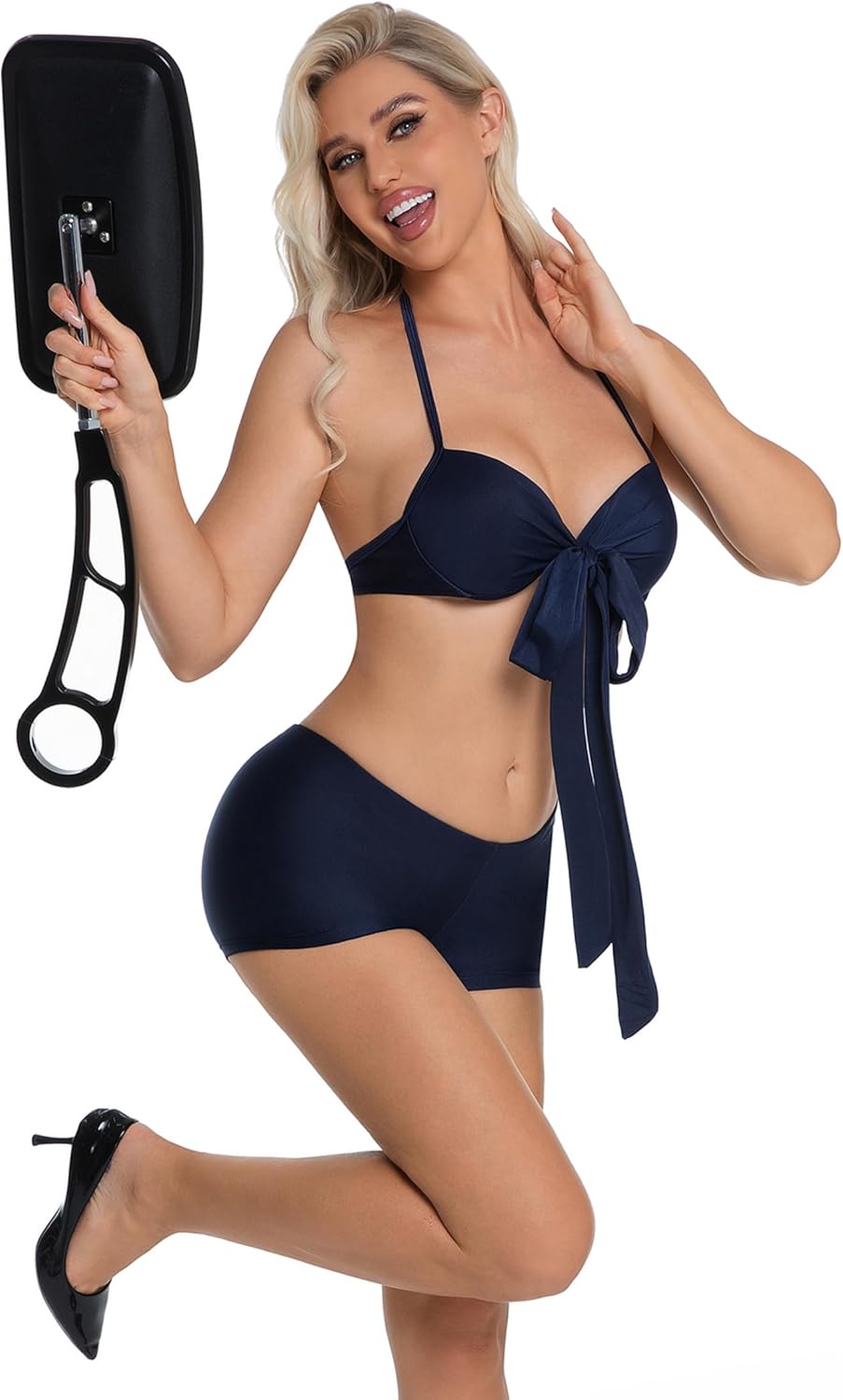 Wakeboard Tower Mirror Black, 7x13" Convex Boat Rear View Mirror, All-Black Stable Mount, 360° Adjustable Ball Joint, Fits Wake Towers up to 2.5", for Wake Surf, Ski Boat & Tubing