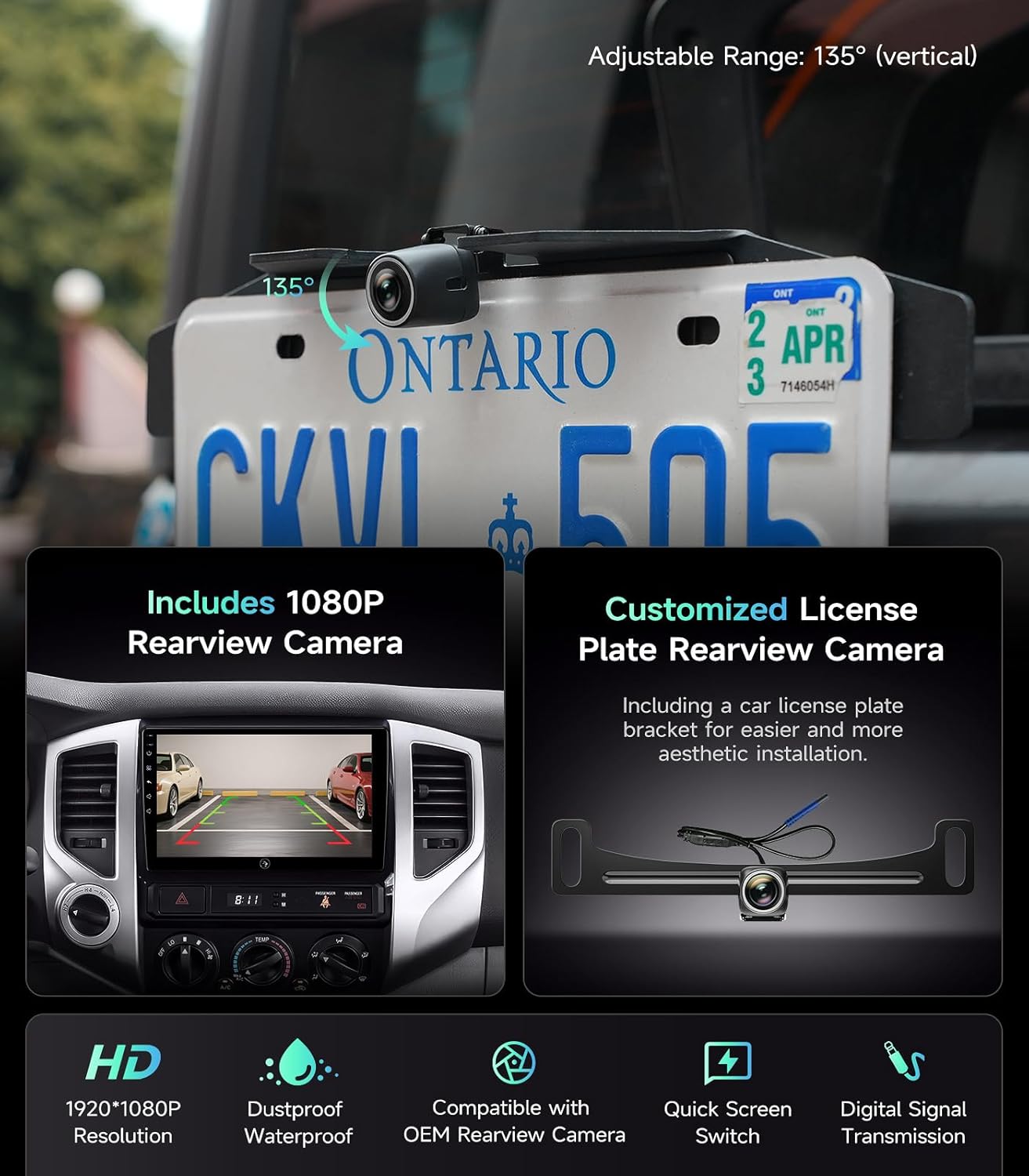 9 Inch Car Stereo Radio for Toyota Tacoma 2005-2015, Wireless CarPlay & Android Auto, 5G WiFi GPS Navigation, IPS HD Touch Screen, Bluetooth FM Radio SWC, Plug and Play, with 1080P Backup Camera