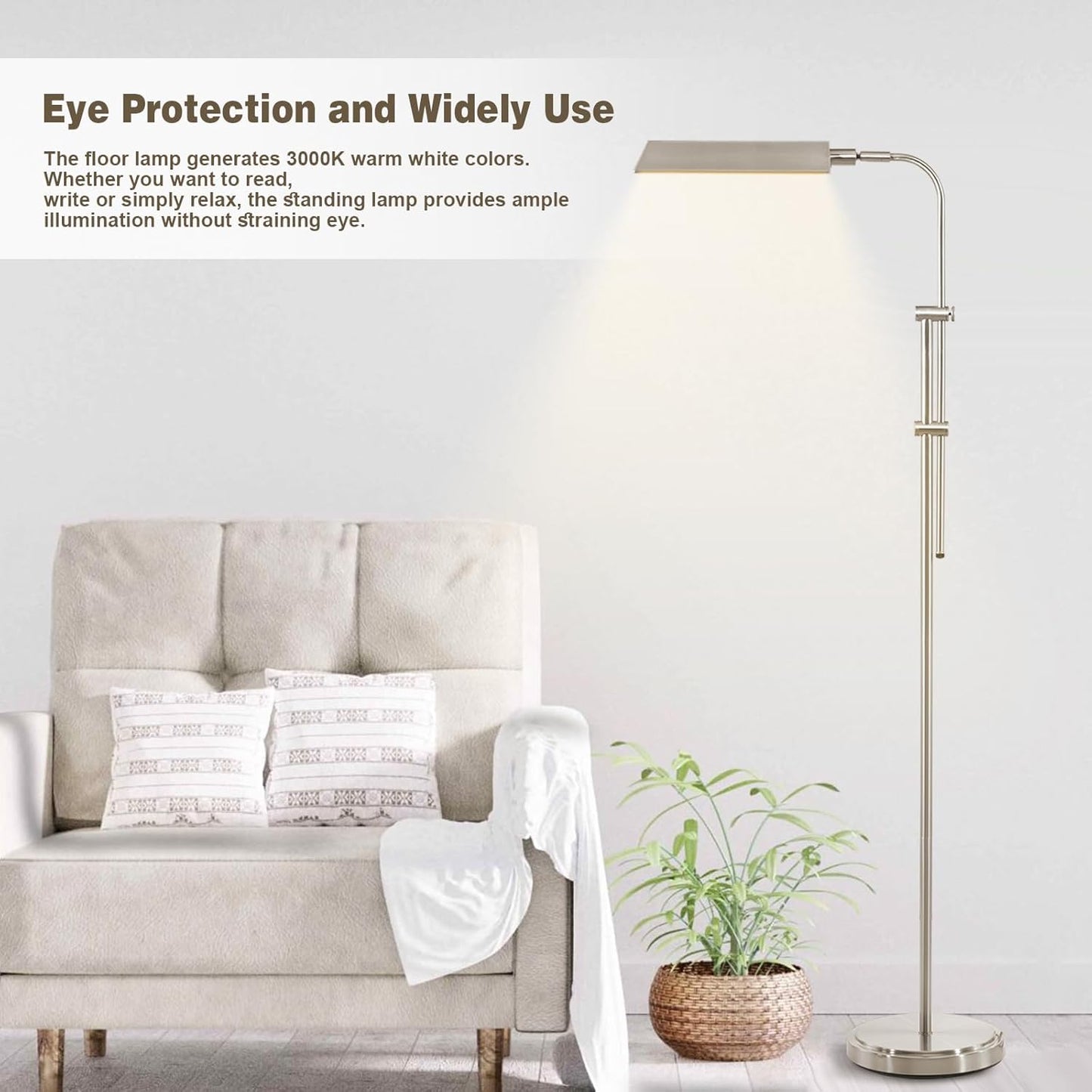 GyroVu Pharmacy Floor Lamp, Height Adjustable Floor Lamp for Living Room Led Floor Lamp Modern Tall Lamp with 350 Swing Arm Led Standing Lamp for