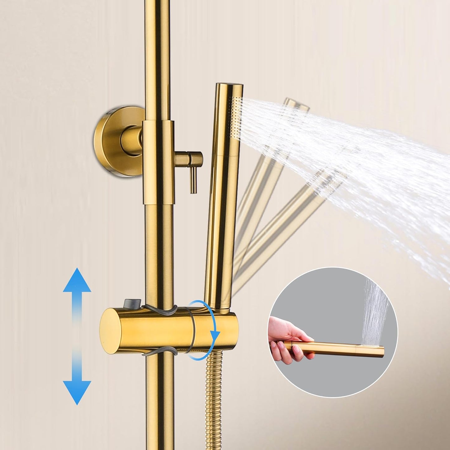 QISHENG Thermostatic Exposed Gold Shower System Wall-mounted Exposed Shower System Exposed Shower Faucets Sets