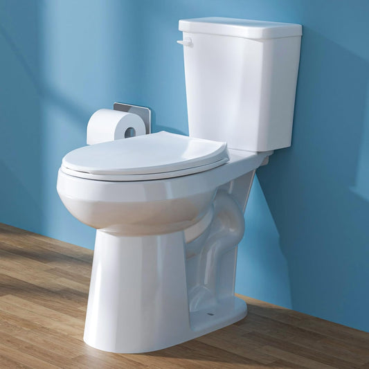 19 Inch Tall Toilet for Seniors ADA High Toilet Seat Height 20' Comfort Bowl Height Toilet, Two-Piece Single Flush