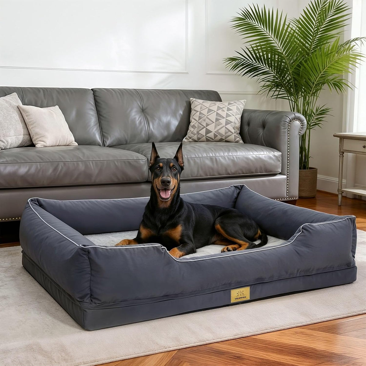 Orthopedic Dog Bed Washable: Giant Dog Cat Bed Waterproof Comfort Bolster Dogs Couch Sofa with Washable Removable Cover, Pet Bed with Nonskid Bottom, Grey 3XL(50.00x37.01x9.45 inch) Gray 3XL(50.00x37.01x9.45 inch)