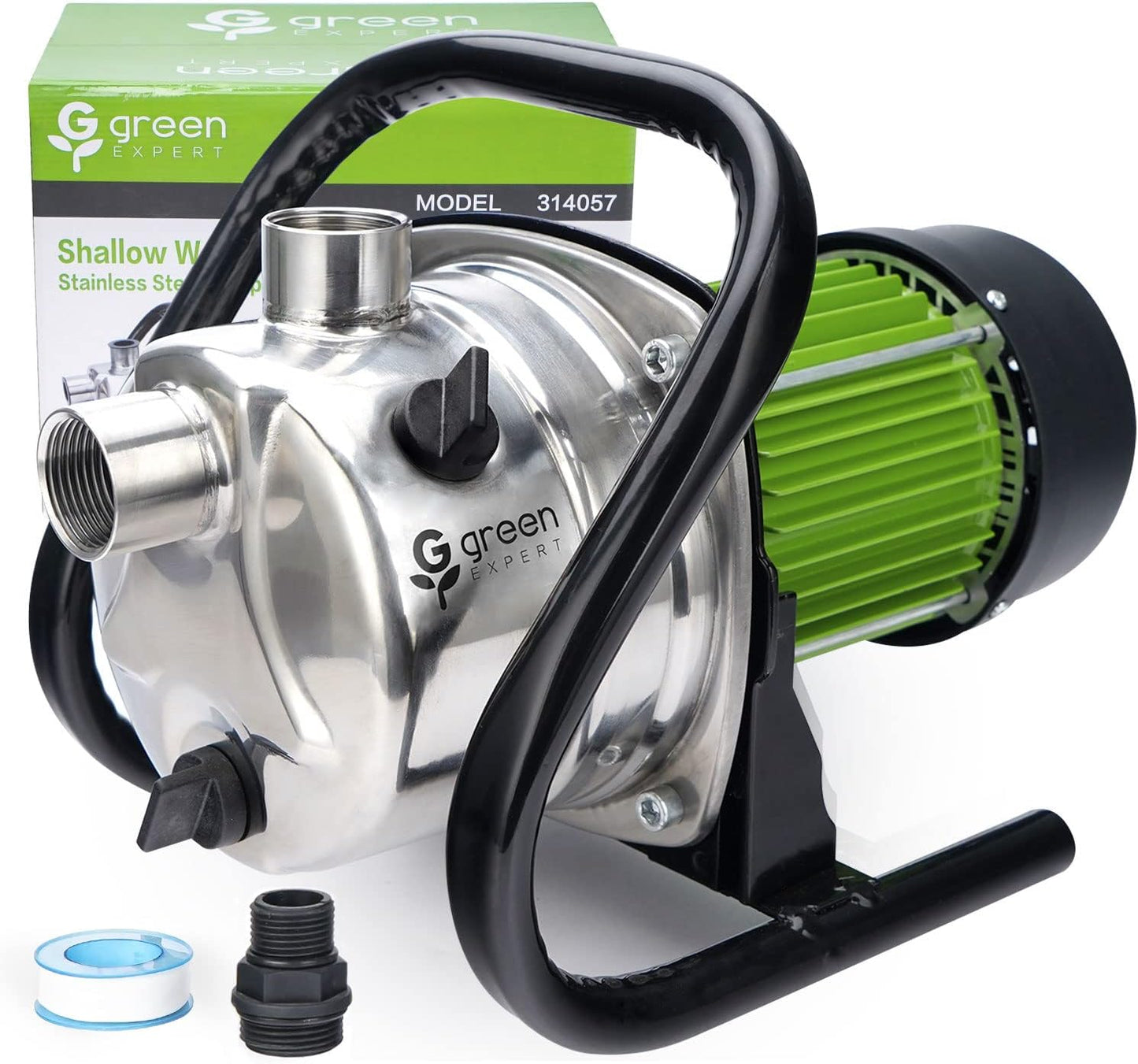 Green Expert Shallow Well Water Pump Kits Household Irrigation System Includes1.5HP Jet Pump 13FT Intake Hose 25FT Expanda