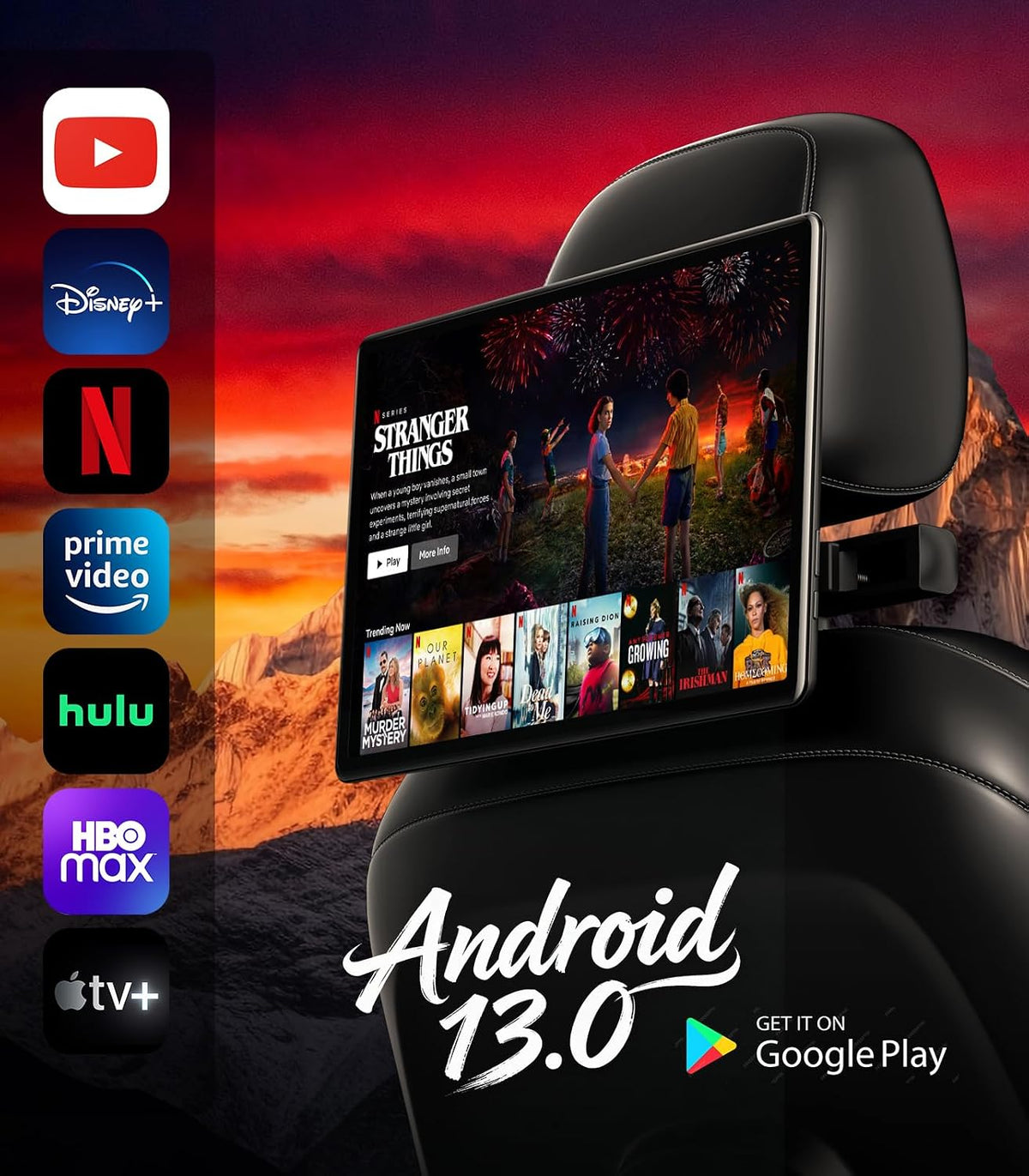 13.5" Android 13 Car Headrest Monitor 64GB Rear TV