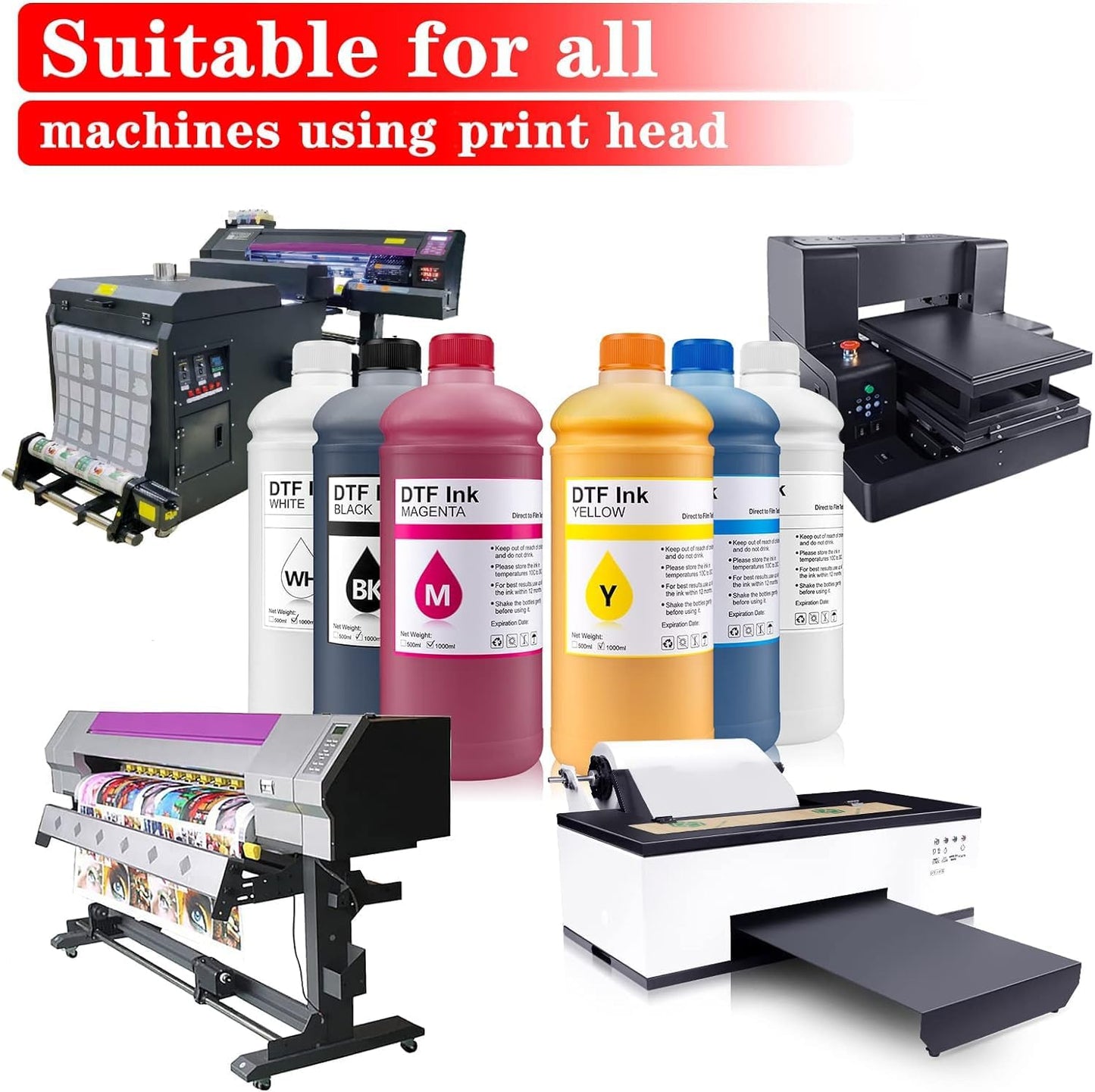 SAIBOYA DTF Ink 1000ml Combo Pack Compatible for ET printheads Installed DTF Printers L1800 R1390 ET-4800 8550 XP