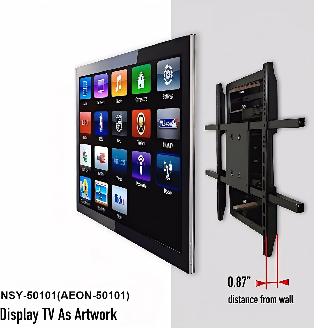 Recessed in Wall TV Mount, 28-Inch Extension and Cable Management