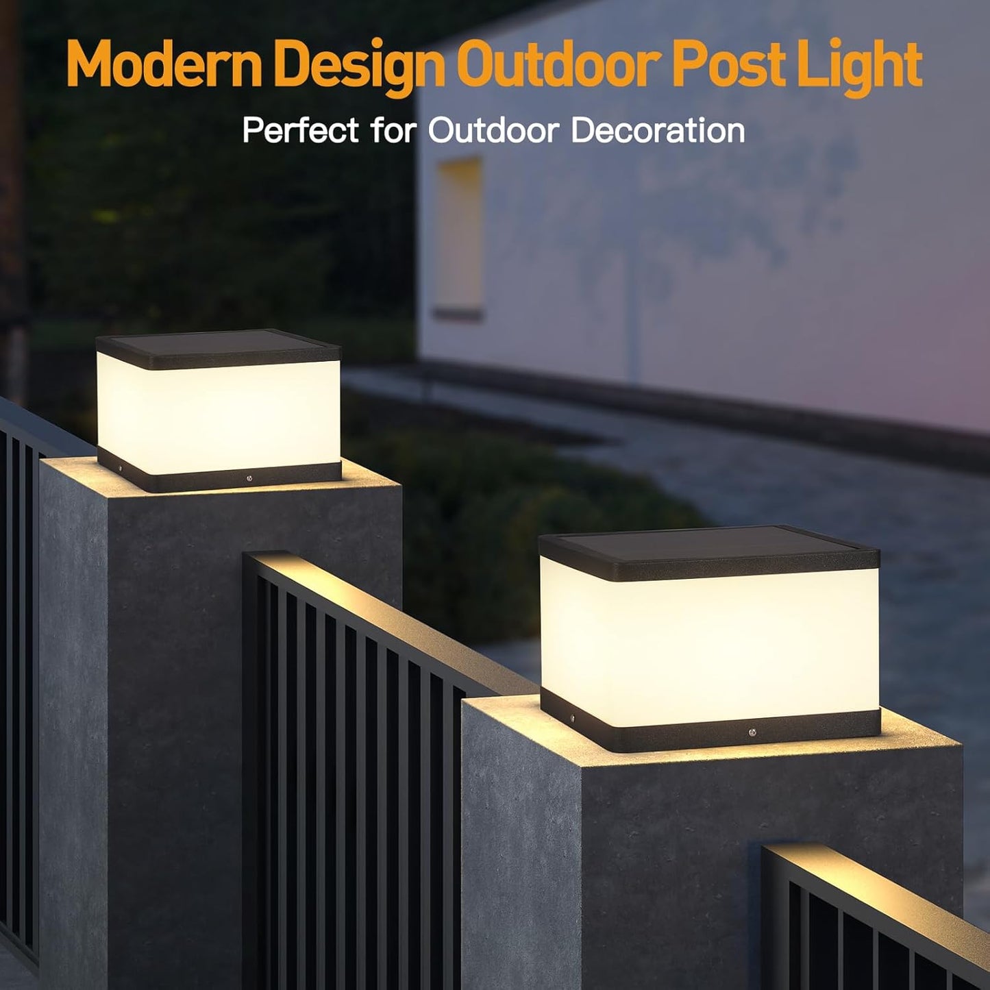 Solar Pillar Light Outdoor Modern Post Lamp Column Cap Light Table Lantern Outside IP54 Waterproof 3000K