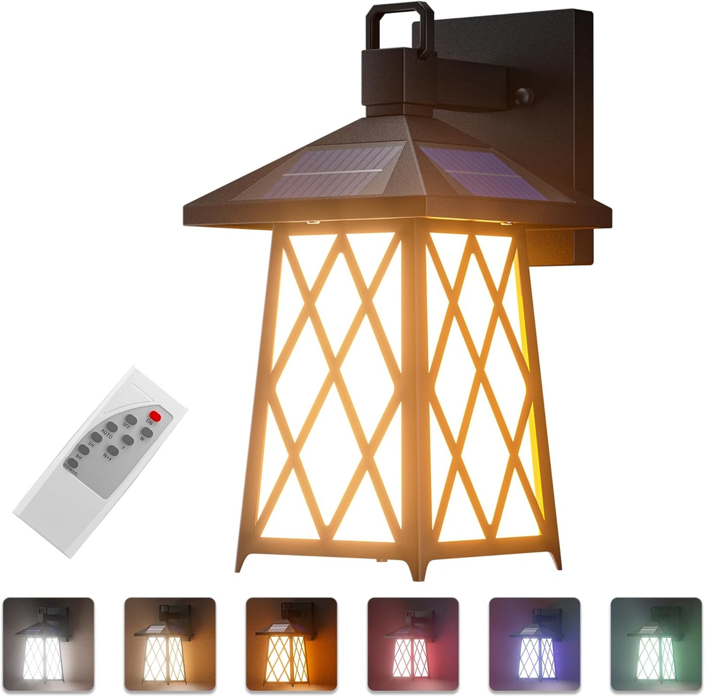 JAYNLT Solar Wall Lanterns, 3500LM Solar Sconce Lights Outdoor, 3000K-5000K 3 Colors Dimmable and RGB 9 Colors Solar Porch Lights, Exterior Front