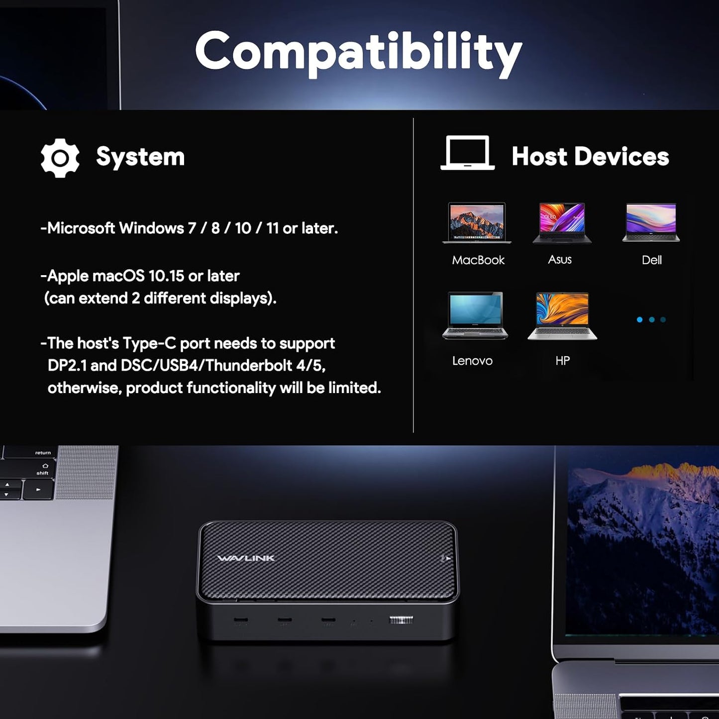 WAVLINK USB4 Docking Station, Docking Station with M.2 Enclosure