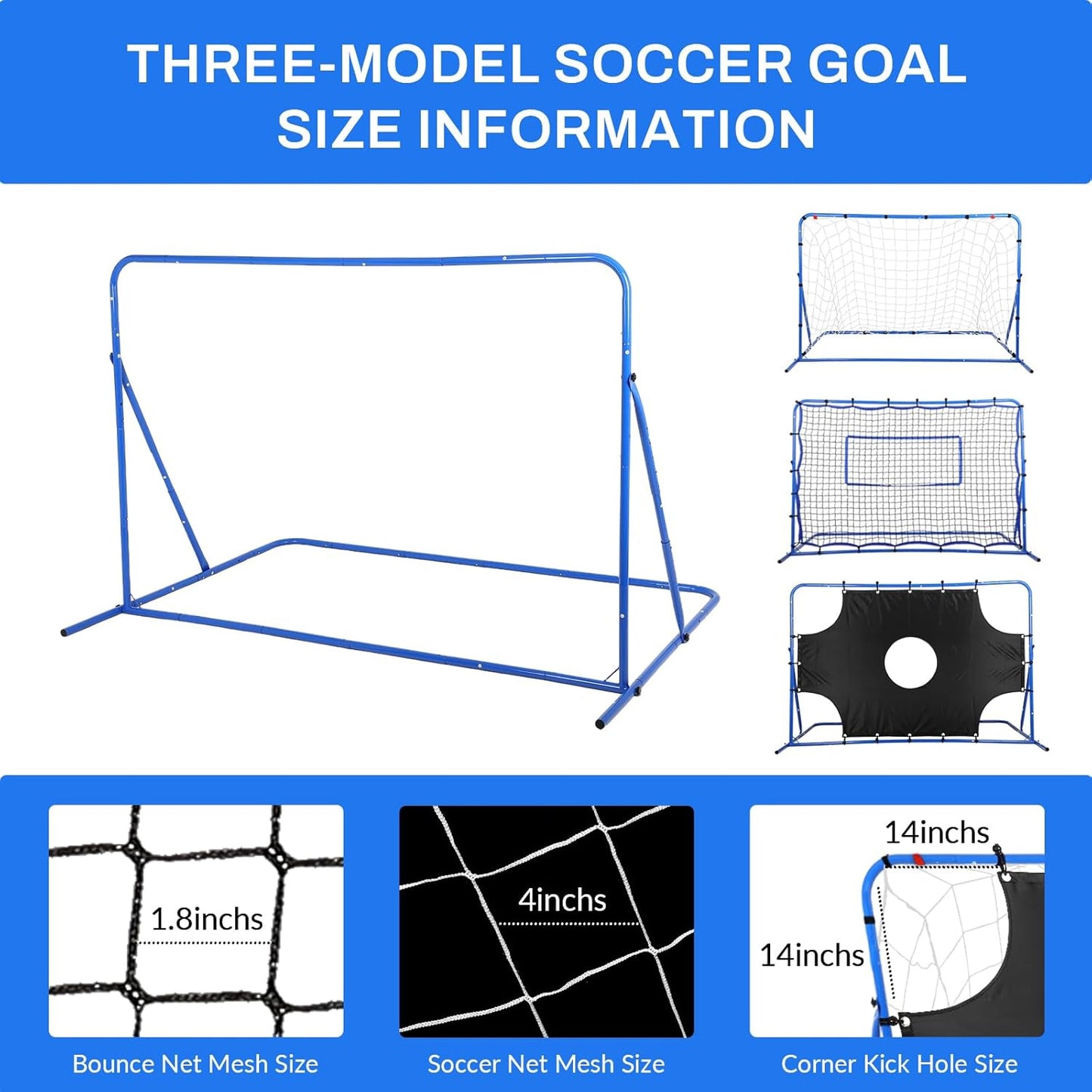 FAHKNS Three Modes of Soccer Goal, Target Net and Rebound Net, Precision Training, Tear-Resistant, Corner Kick Training, Suitable for Children and Teenagers Control (6x4FT)