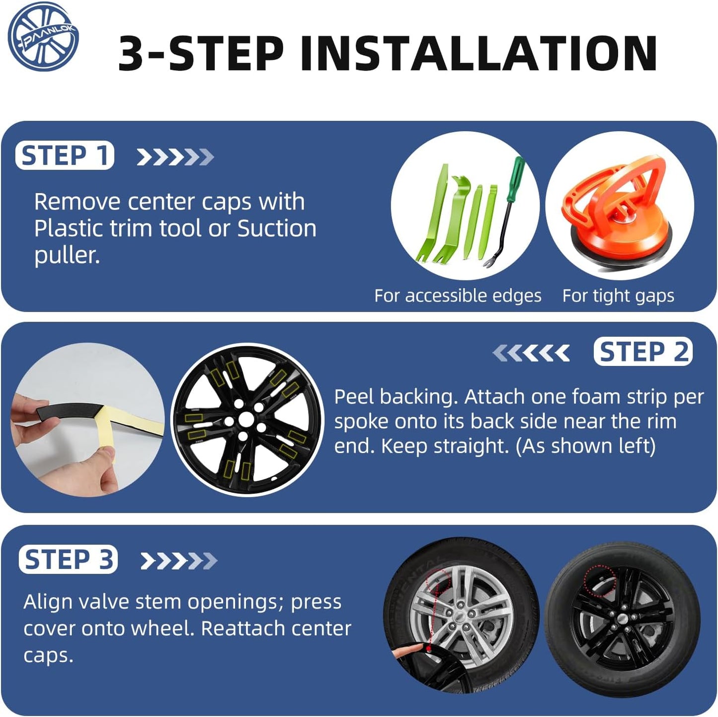 18 Inch Wheel Skins for 2020-2024 Ford Explorer, Fits OEM#LB5Z-1007-A Alloy Wheels, Snap-On Design, 5 Double Spoke, Direct Replacement Gloss Black ABS Wheel Covers 4-Pack