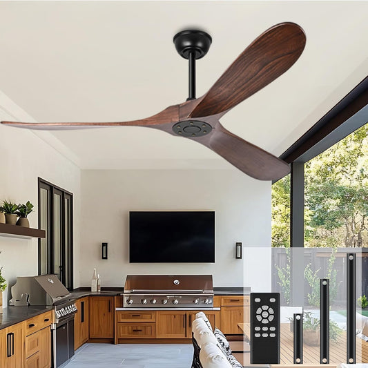 52 Inch Ceiling Fan No Light, Wood Indoor Outdoor Ceiling Fans Without Lights