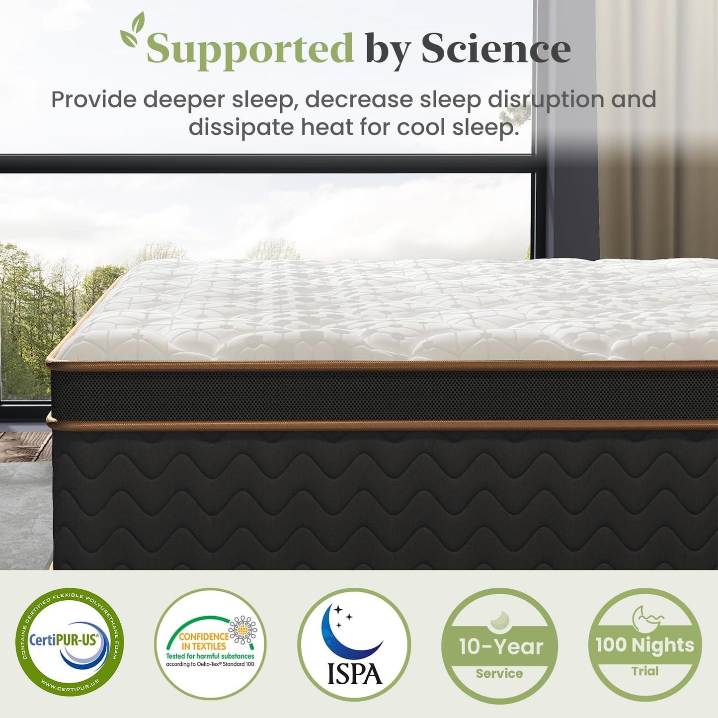 Twin Mattress, 10 Inch Hybrid Mattress with Gel Memory Foam