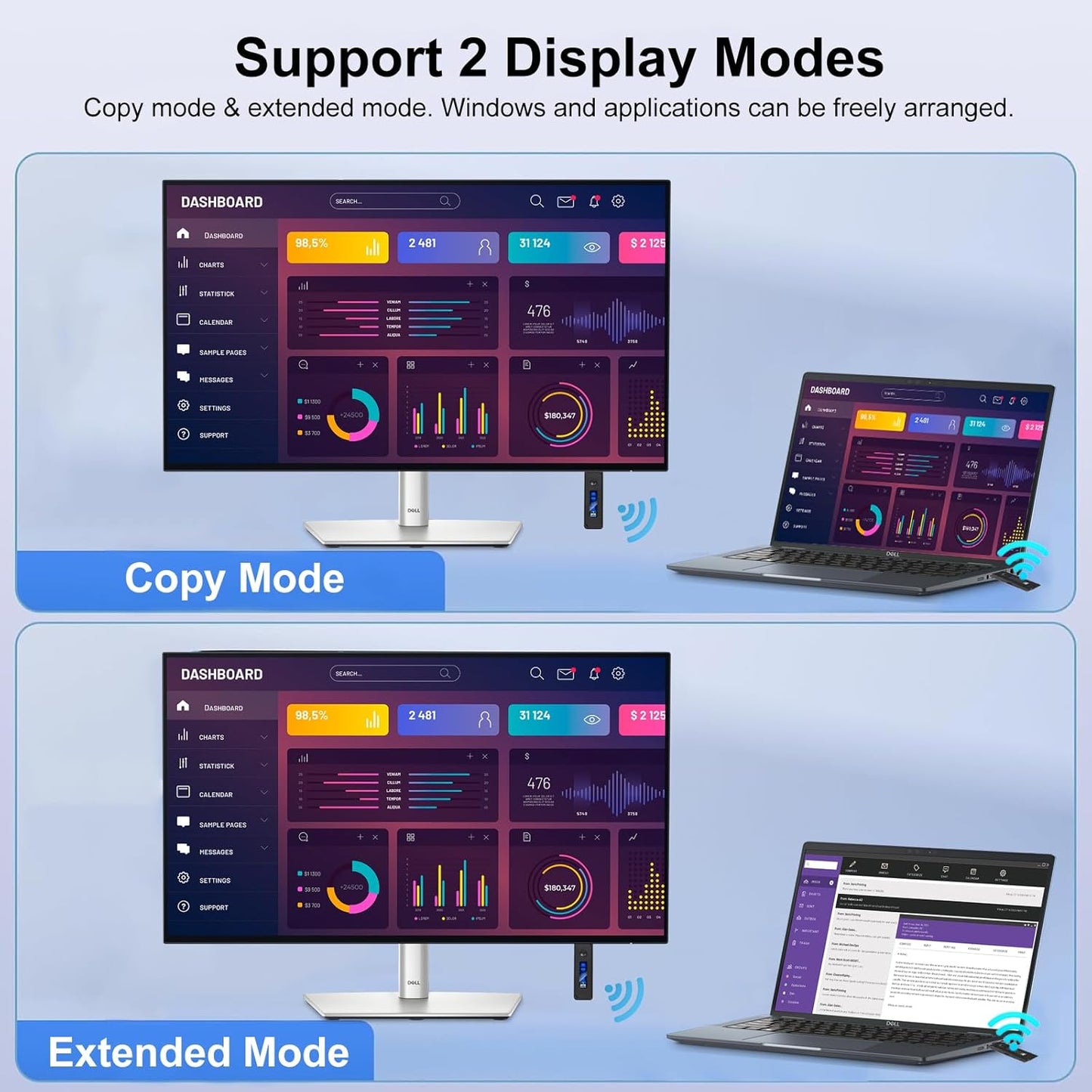Wireless HDMI Transmitter and Receiver, 2025 Upgraded HDMI Extender 197FT/60M, 4K Decode Input 1080P Output, 2.4G/5G Plug&Play Portable HDMI Wireless for Video & Audio to Monitor from PC/Laptop/TV Box