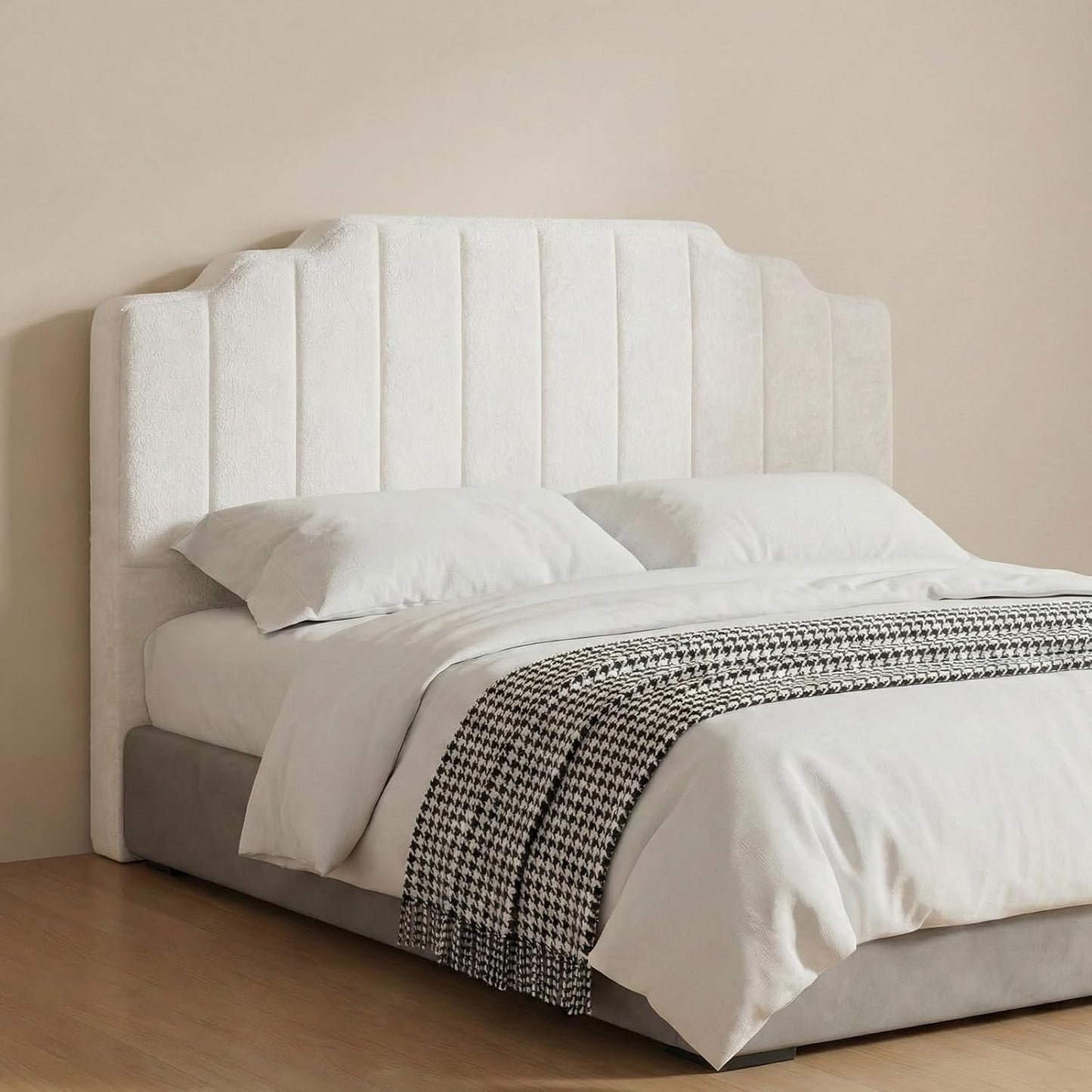 Twin Headboard Only - Beige Velvet Upholstered Headboard for College Dorm, No Assembly Required, Pure Sponge Design, Comfort Head Board, Place Between Bed & Wall,45" H Beige Twin (45"H)