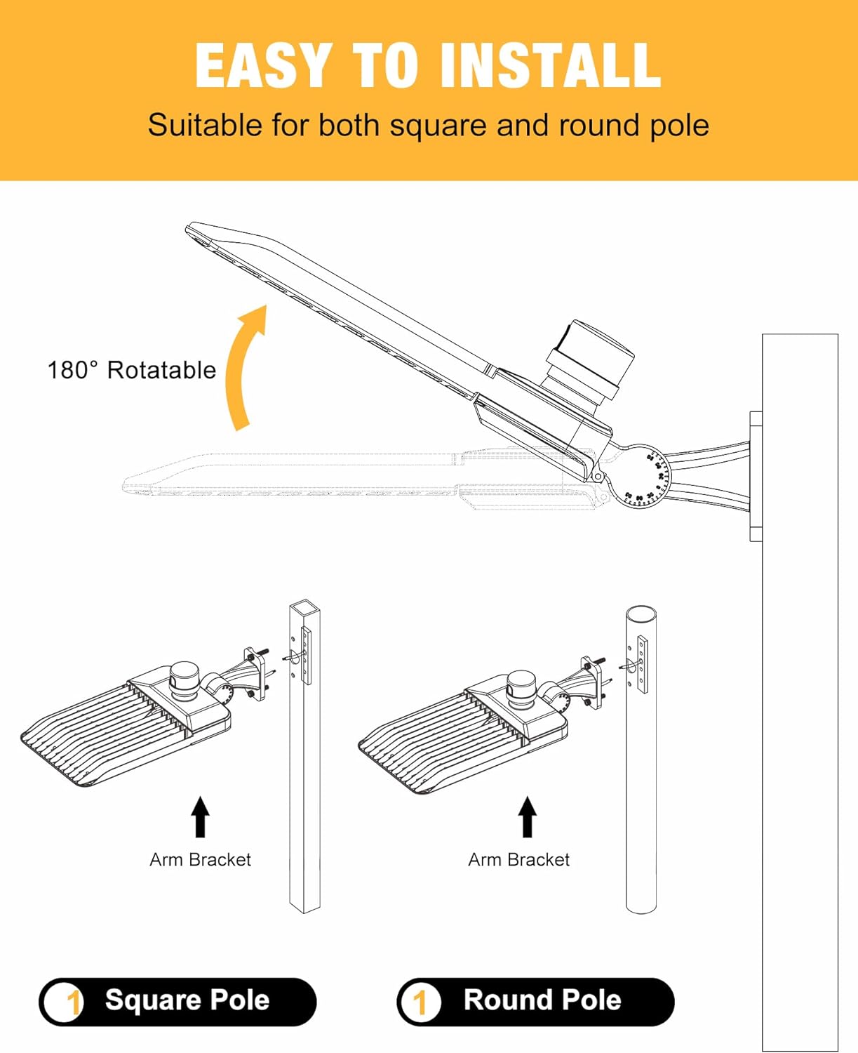 JC-LGL LED Parking Lot Light 300W, LED Shoebox Light 42000LM 5000K Daylight, IP65 Waterproof Dusk to Dawn Parking Lot Light with Arm, Outdoor