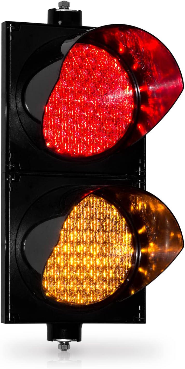 BBMi AC85-265V Red/Yellow 200mm(8inch) Traffic Light, Stop and Go Light, Led Traffic Signal Light, PC Housing Outdoor Waterproof IP65 Industrial,