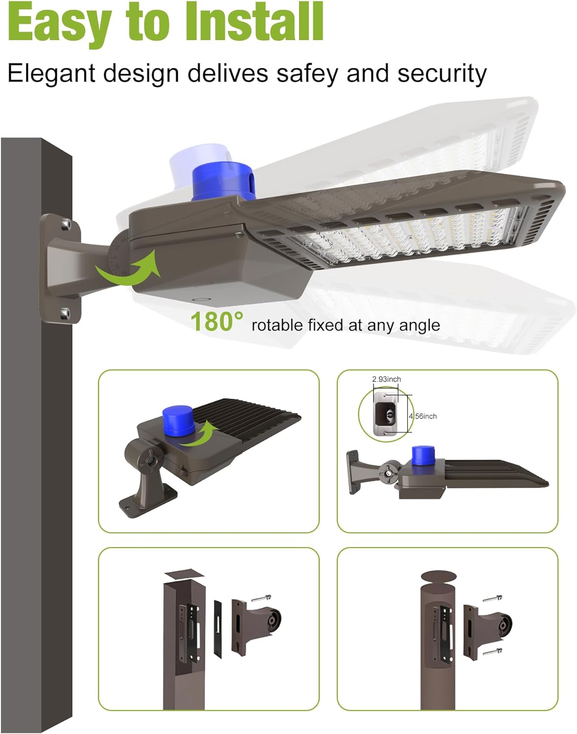 YXL LED Parking Lot Light, 300W LED Shoebox Light with Dusk to Dawn Photocell,42,000LM 5000K Daylight Arm Mount, IP65 Wat