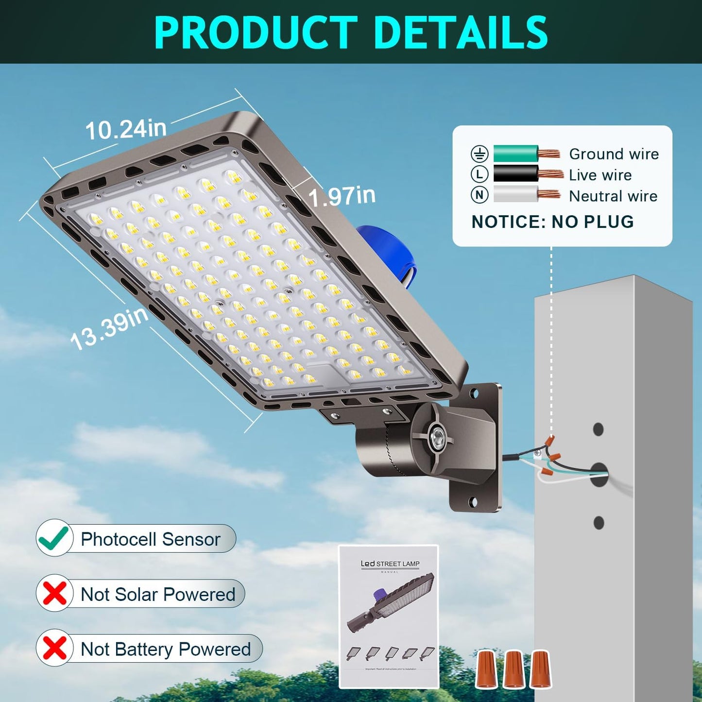 240W LED Parking Lot Light Dusk to Dawn Photocell 5000K Commercial Outdoor Area Light IP65 Waterproof 100-277V 36000LM Wall Mount 240W Wall Mount