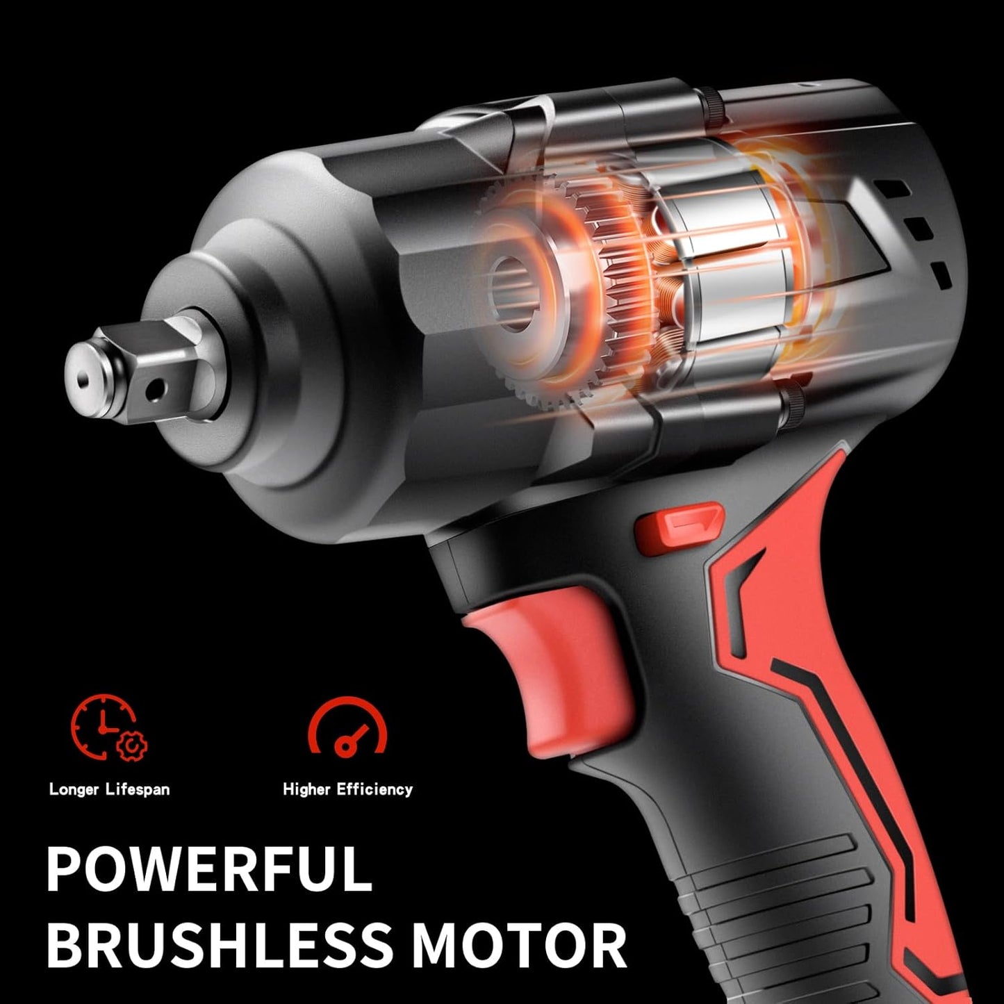 Cordless Impact Wrench, 1100Ft-lbs (1500N.m) High Torque 1/2 Brushless Impact Gun