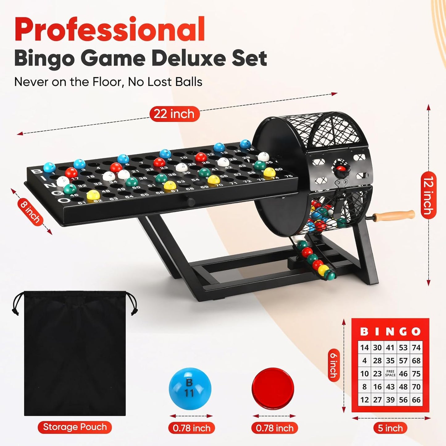 Table Top Machine Bingo Sets Adults for Large Group, Professional Deluxe Bingo Game Set Newly Upgraded Bingo Cage and Balls Storage Bag for Adults Parties, Game Night, Community and Family (Black)