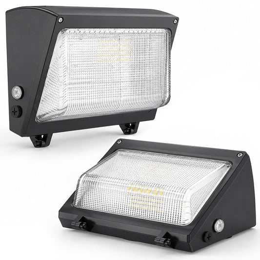LED Wall Pack 120W: 18000lm 5000k ETL Listed LED Wall Packs Outside Lighting - Glass Lens Security Flood Light with Photocell Sensor for Parking Lots Building Warehouse Barn 2Pack